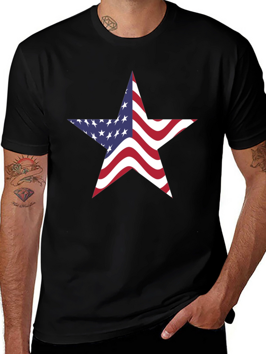 American Flag Star Graphic Black T-Shirt