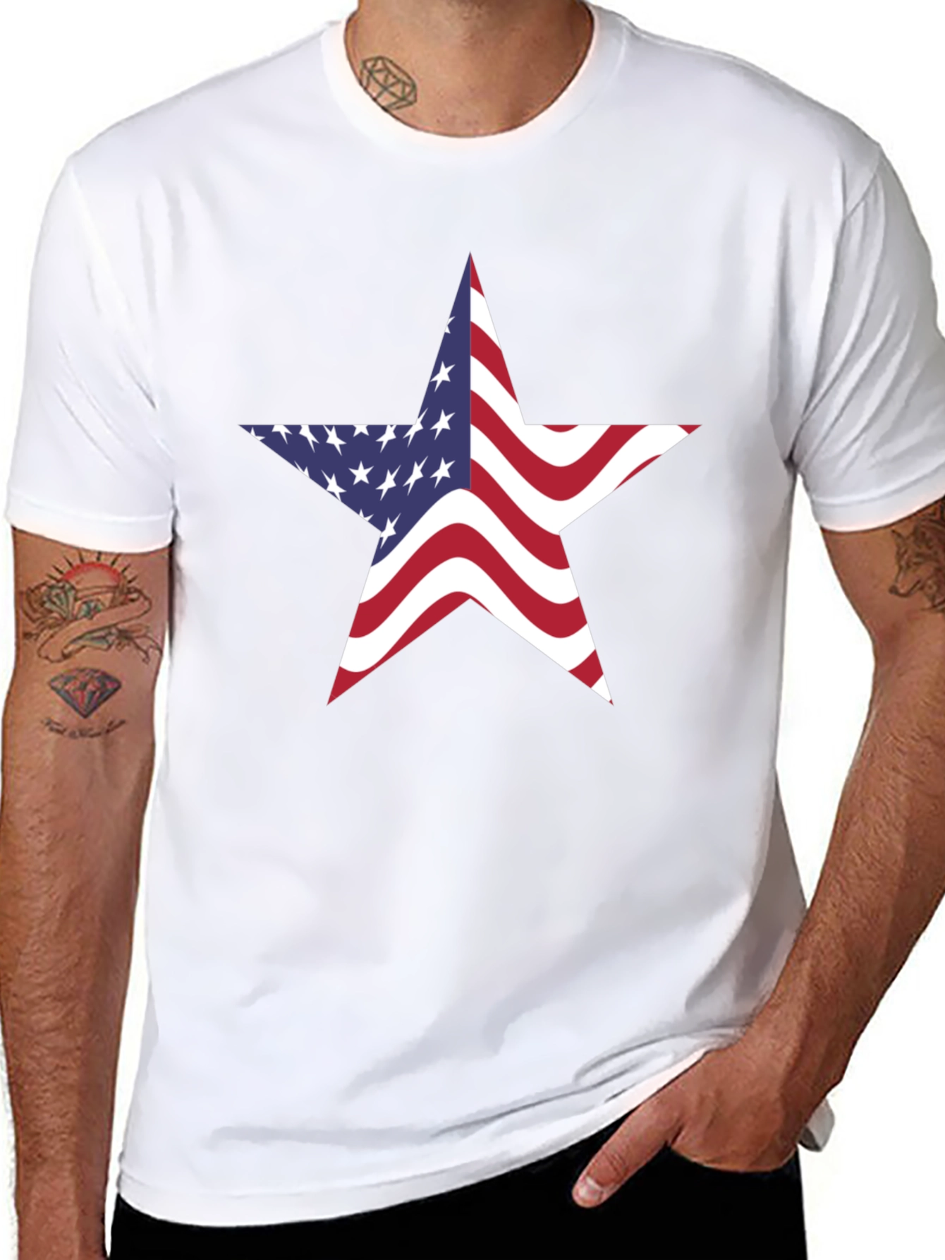 American Flag Star Graphic Black T-Shirt