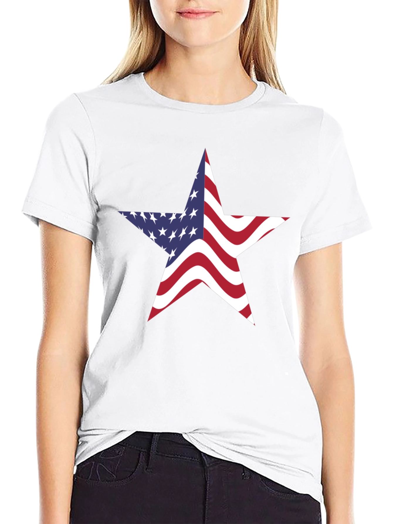 American Flag Star Graphic Black T-Shirt