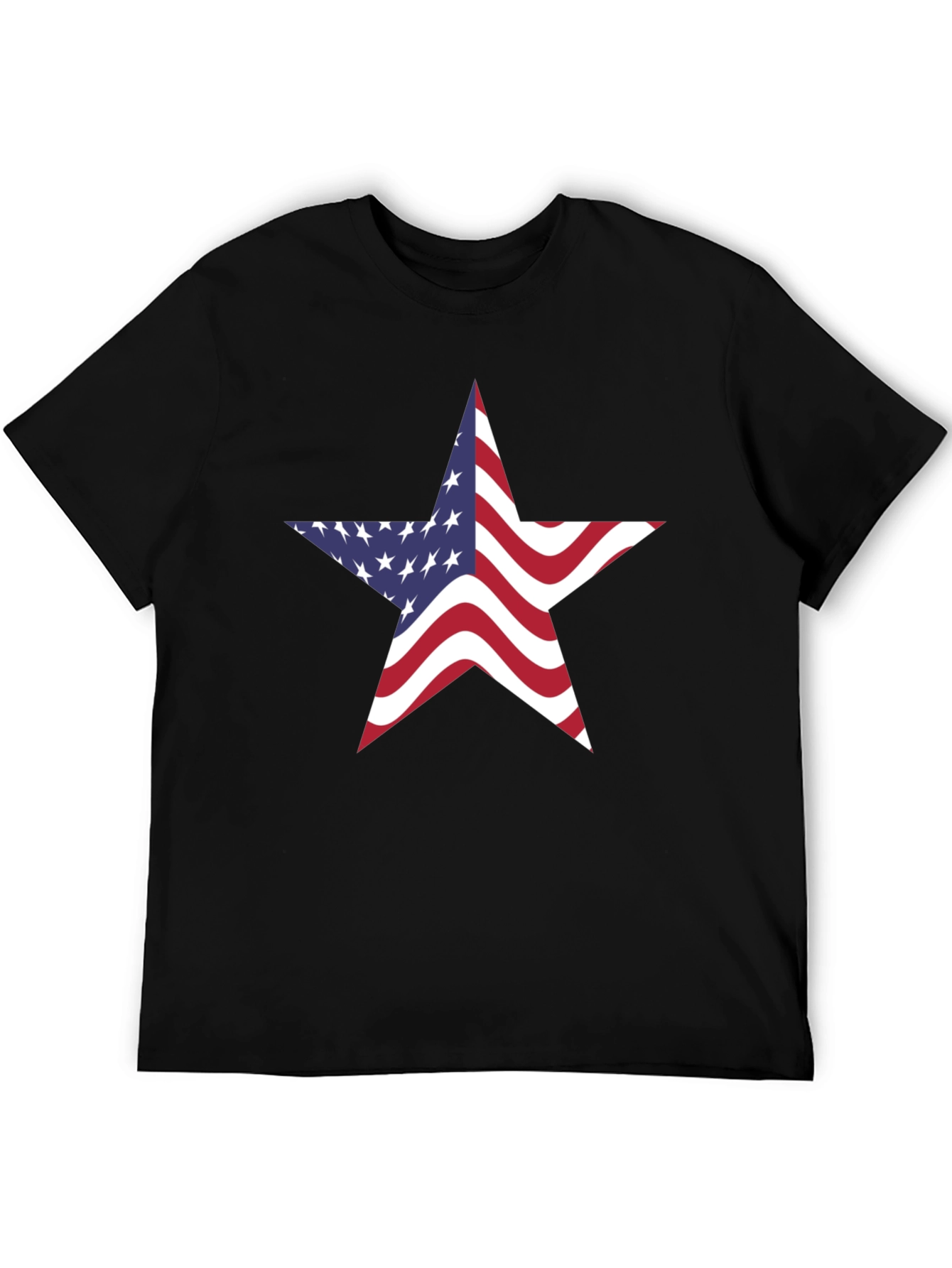American Flag Star Graphic Black T-Shirt