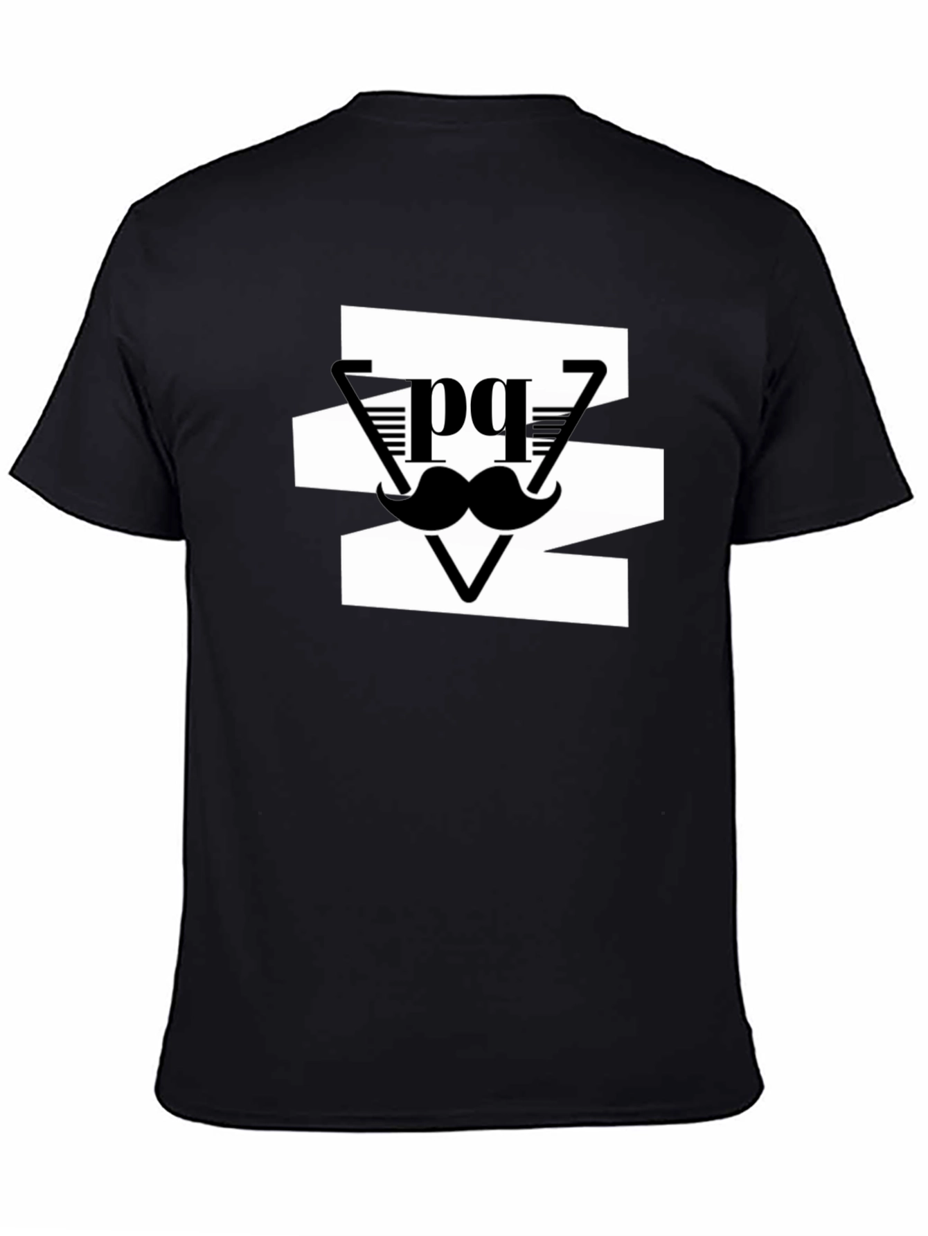 Stylish Mens Black Graphic Tee - Mustache Design