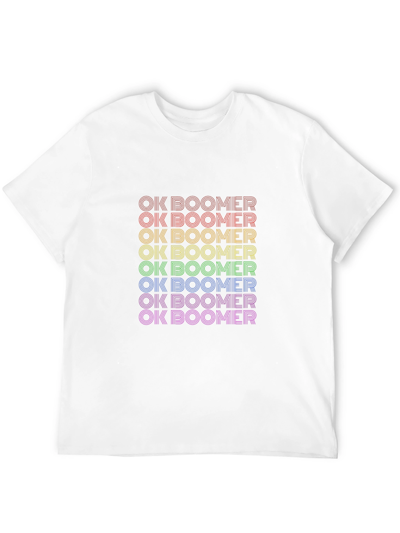 OK Boomer Rainbow Tee - Trendy Slogan T-Shirt