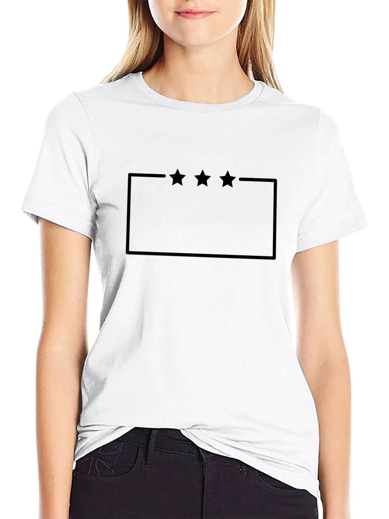 Mens Black Graphic Tee - Starry Rectangle Design