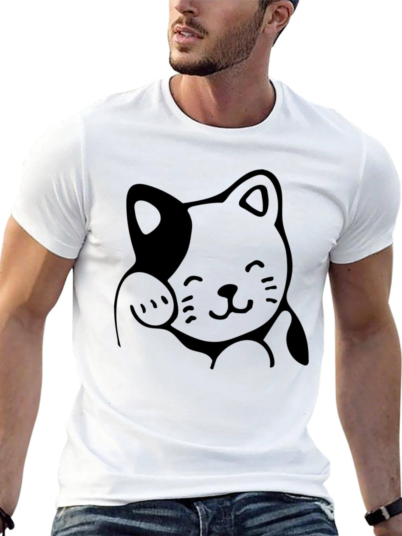 Cute Cat Graphic T-Shirt - Unisex Black Tee