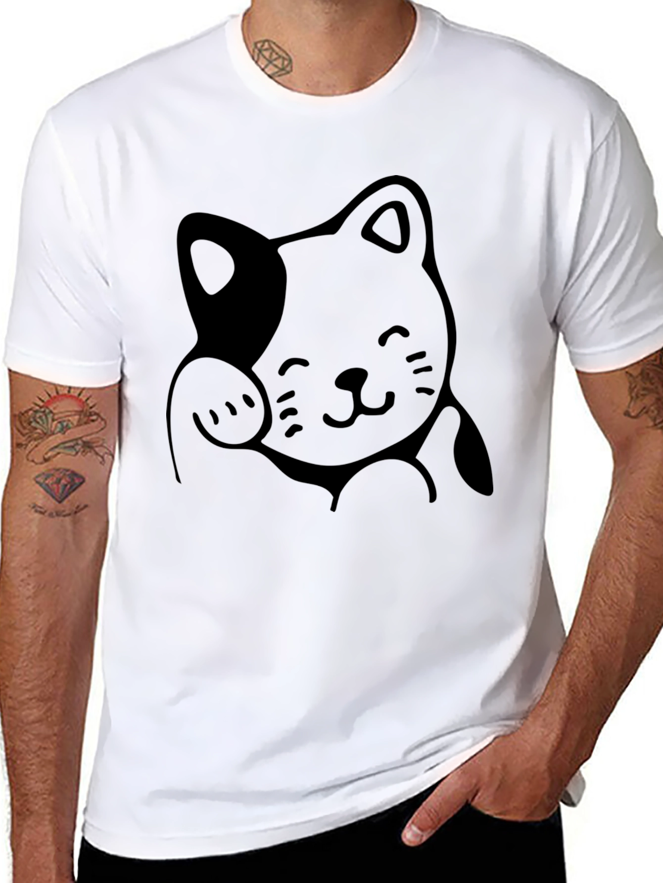 Cute Cat Graphic T-Shirt - Unisex Black Tee