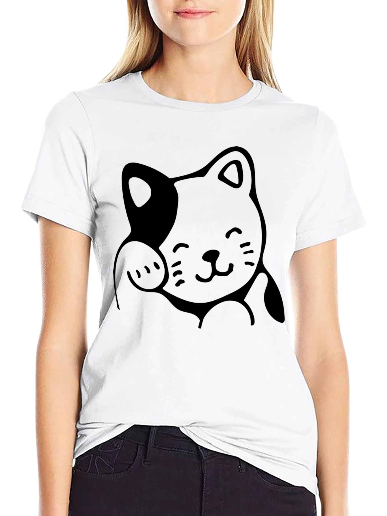 Cute Cat Graphic T-Shirt - Unisex Black Tee