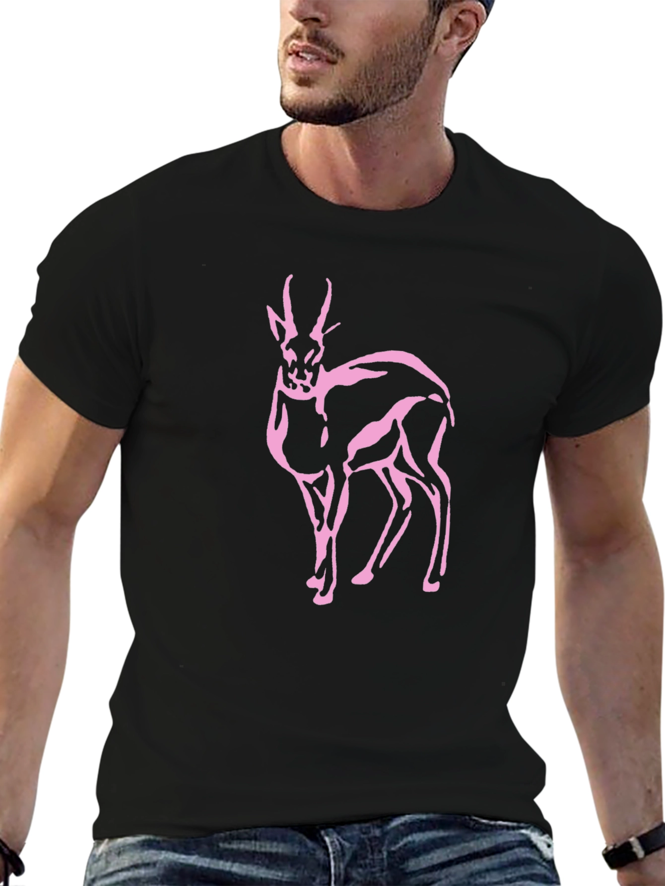 Pink Gazelle Black T-Shirt