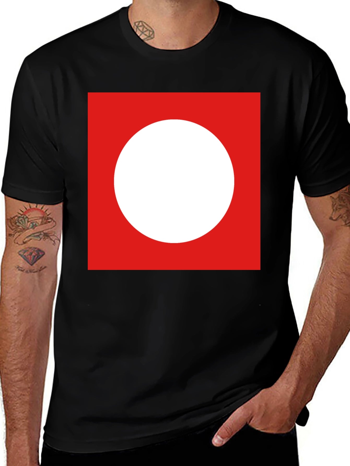 Red Square White Circle Graphic Tee