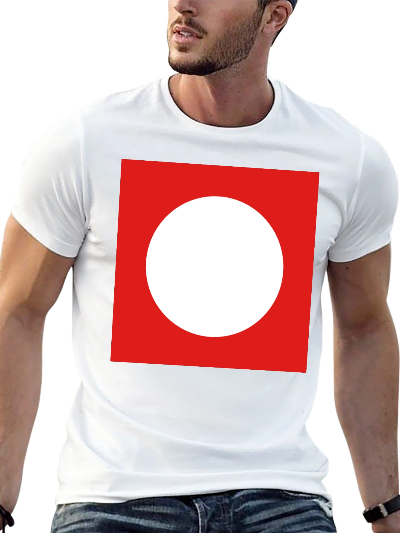 Red Square White Circle Graphic Tee