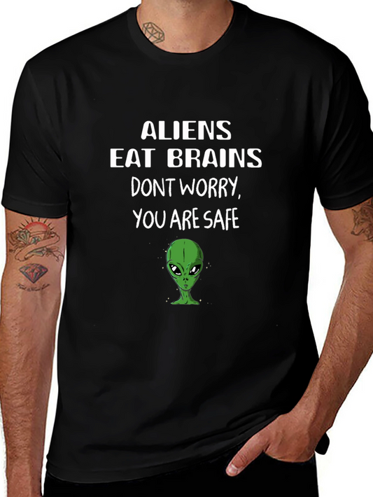 Aliens Eat Brains Funny Graphic Tee