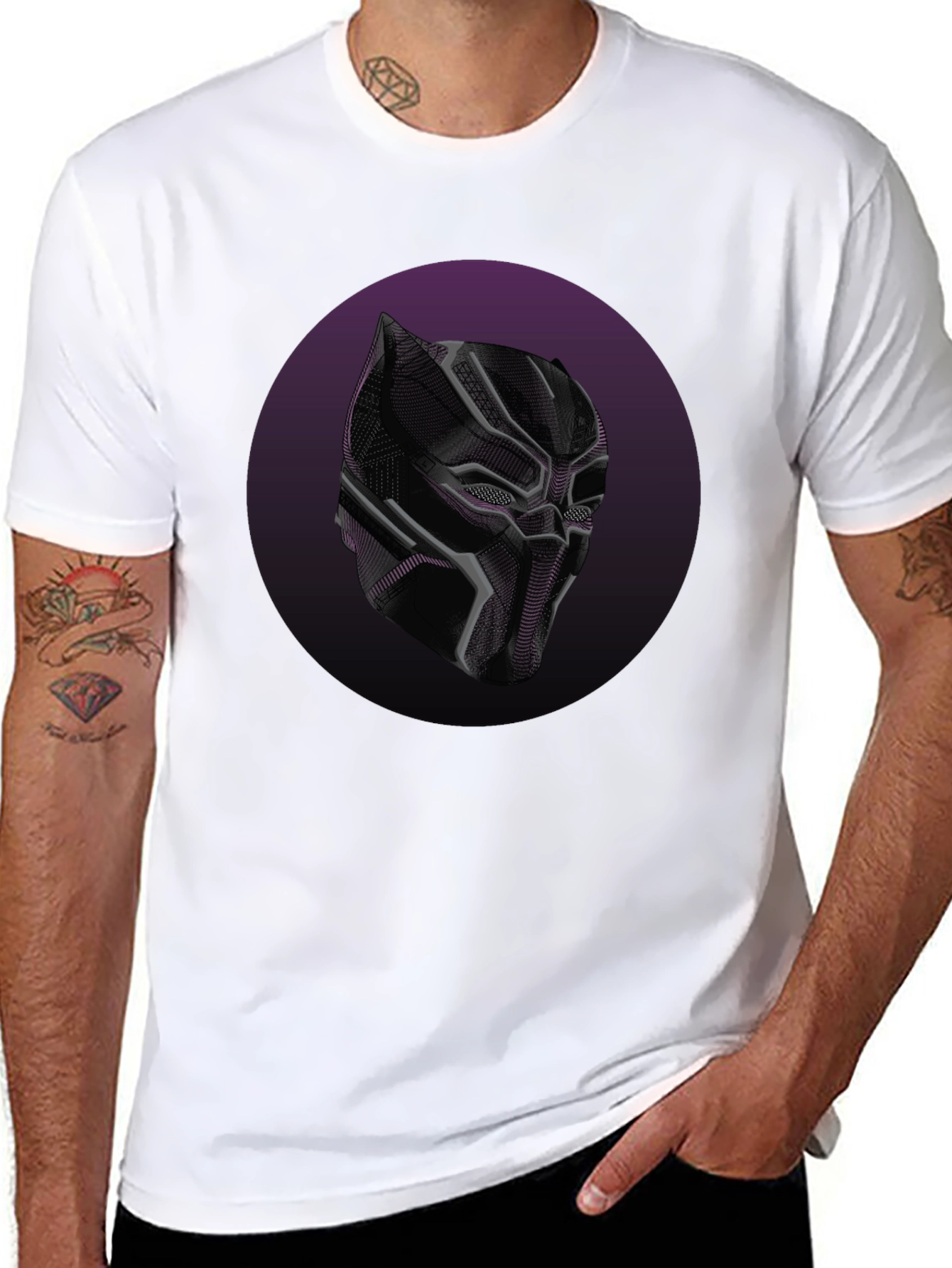 Black Panther Mask Graphic Tee - Cool Superhero Style
