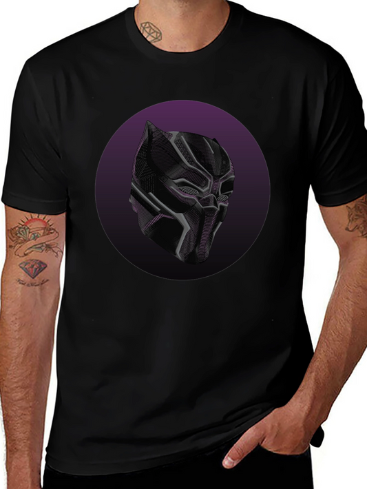 Black Panther Mask Graphic Tee - Cool Superhero Style