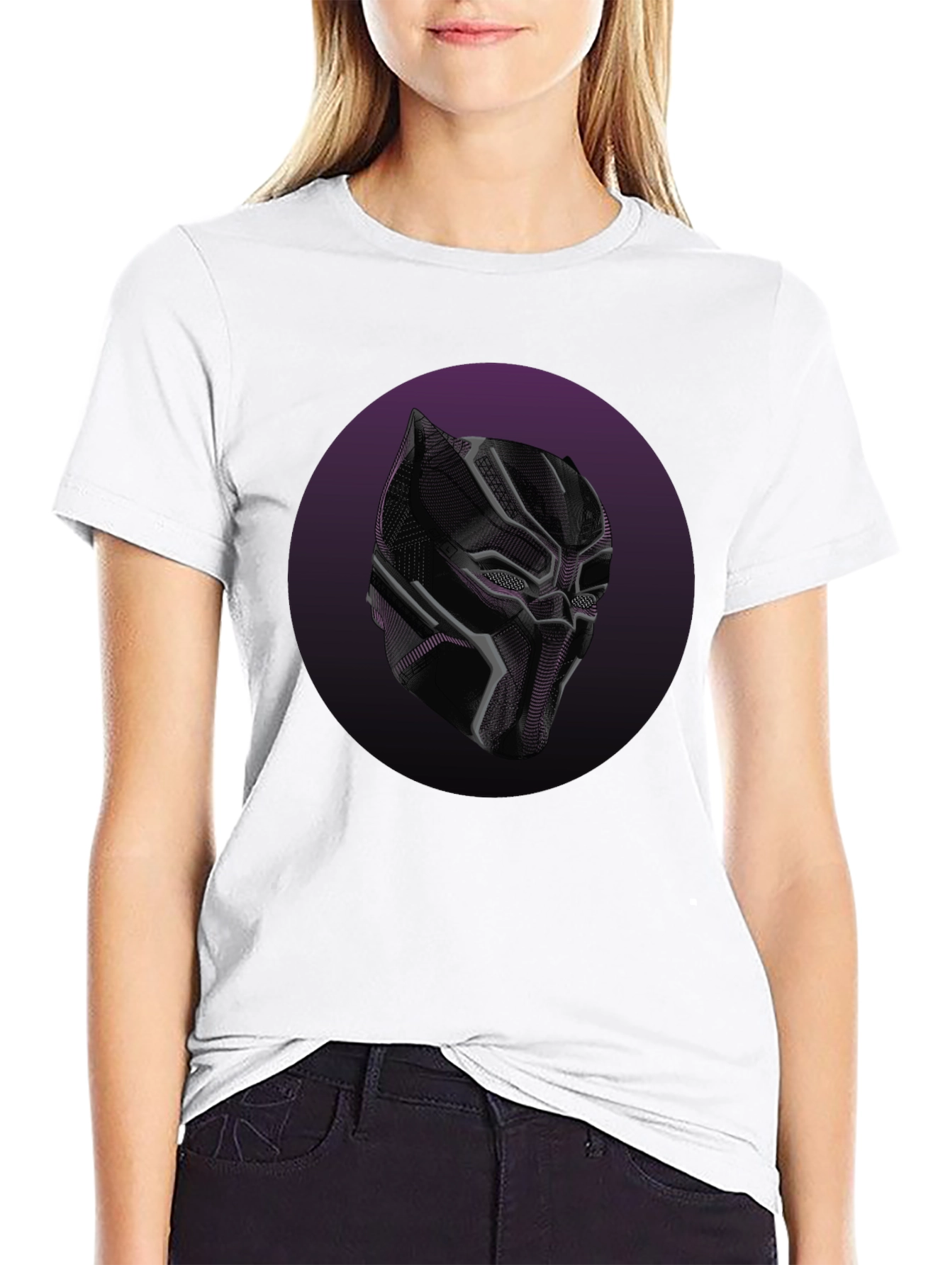 Black Panther Mask Graphic Tee - Cool Superhero Style