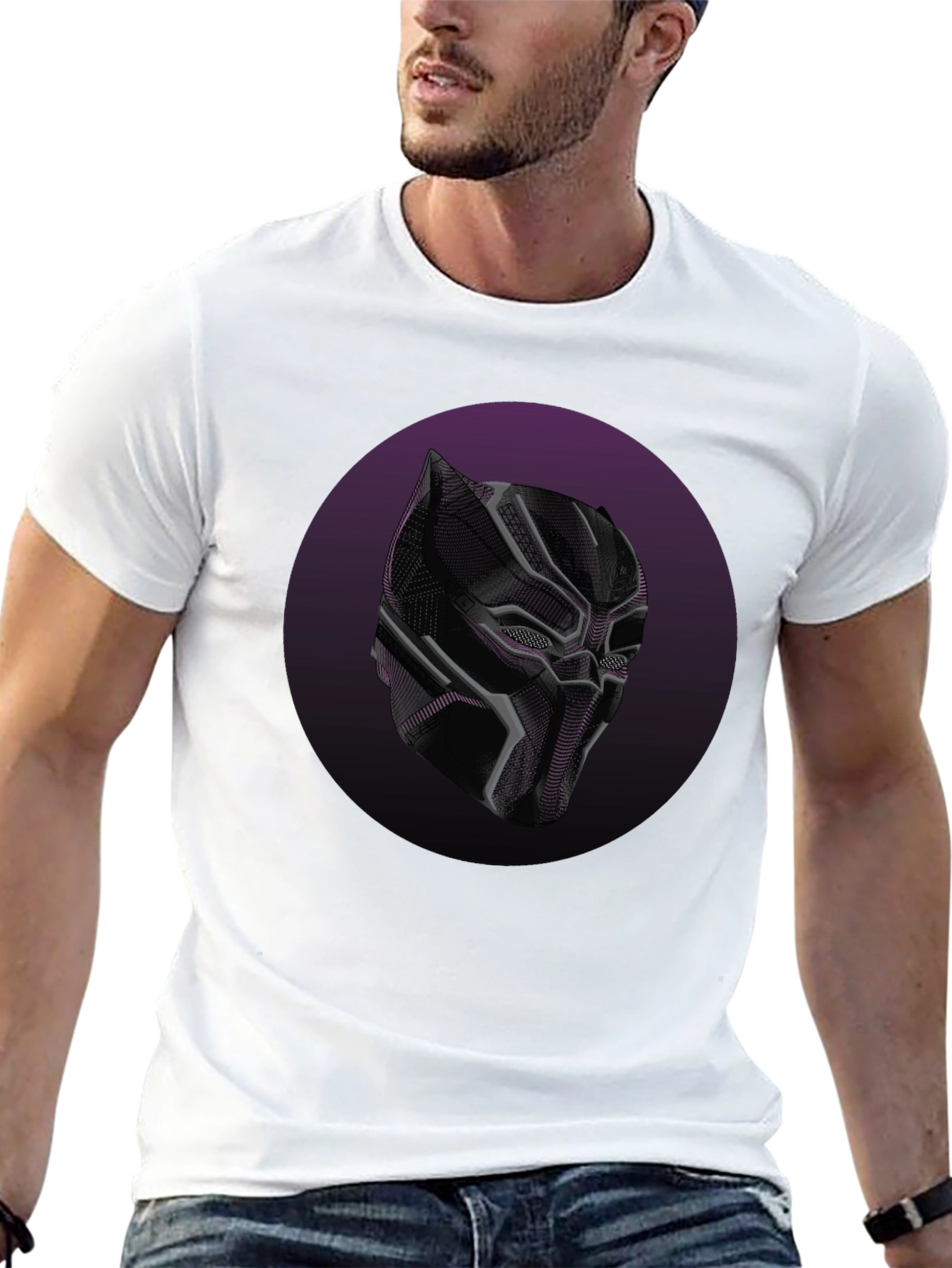 Black Panther Mask Graphic Tee - Cool Superhero Style