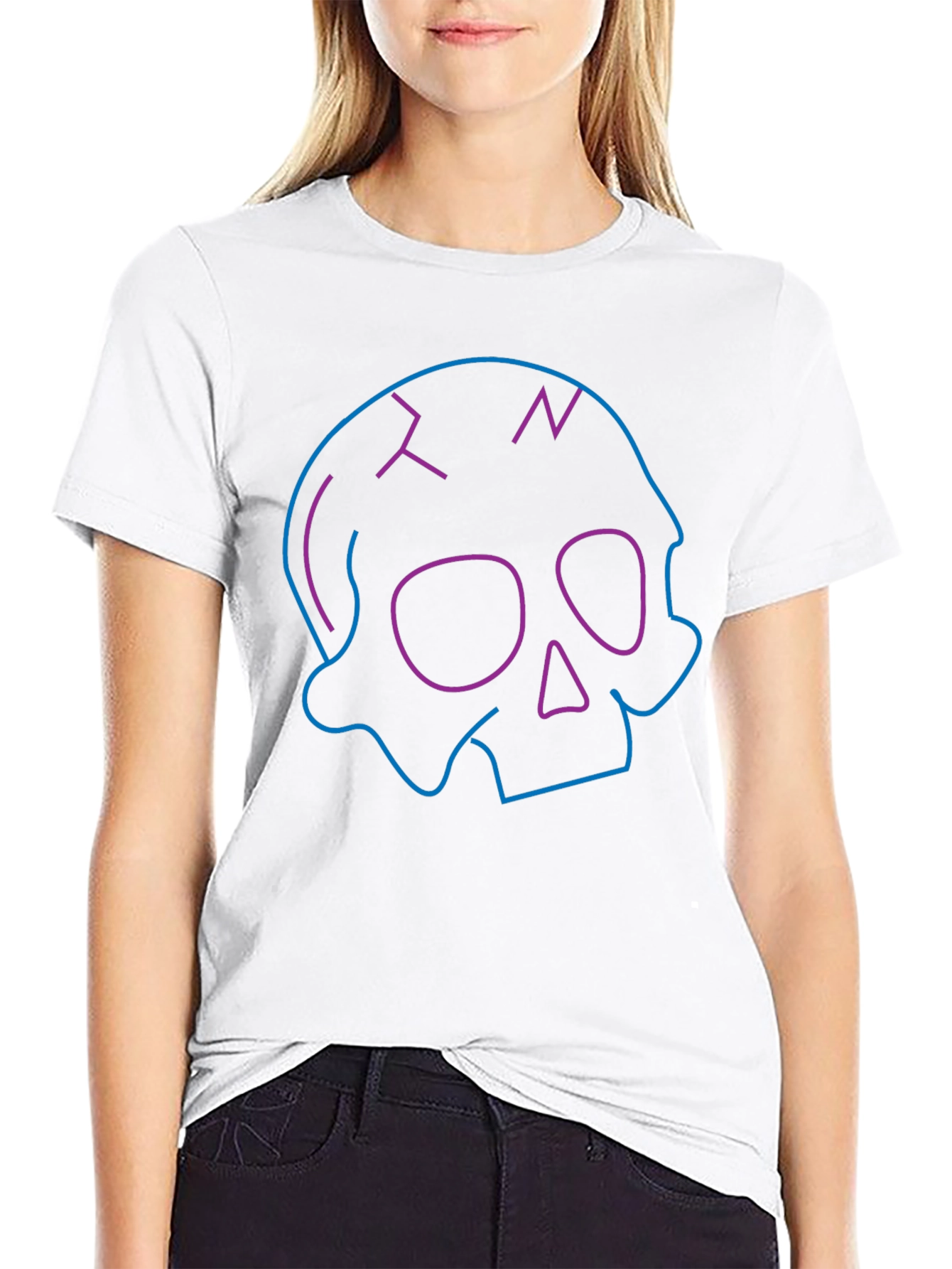Neon Skull Graphic Black T-Shirt