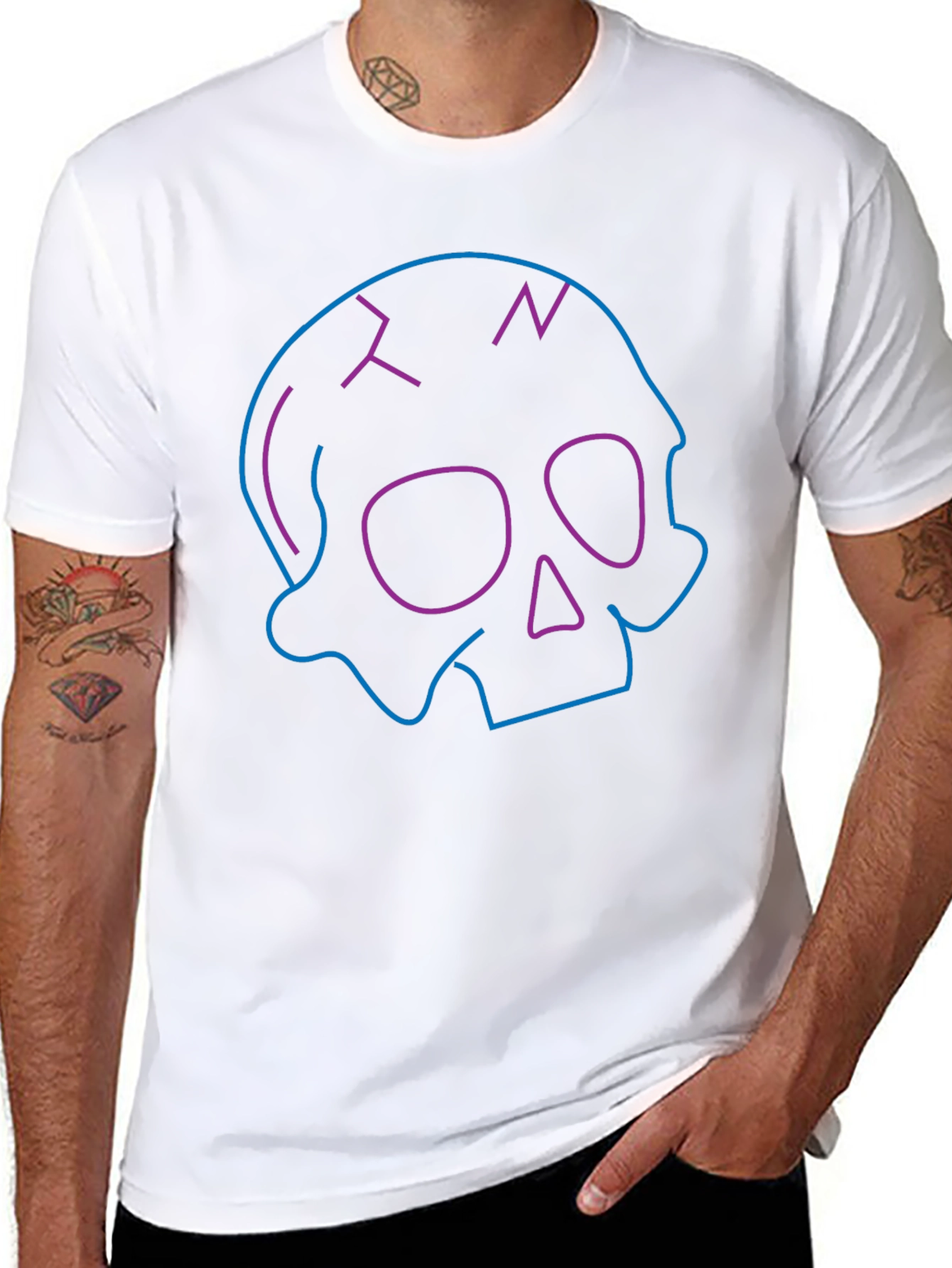 Neon Skull Graphic Black T-Shirt