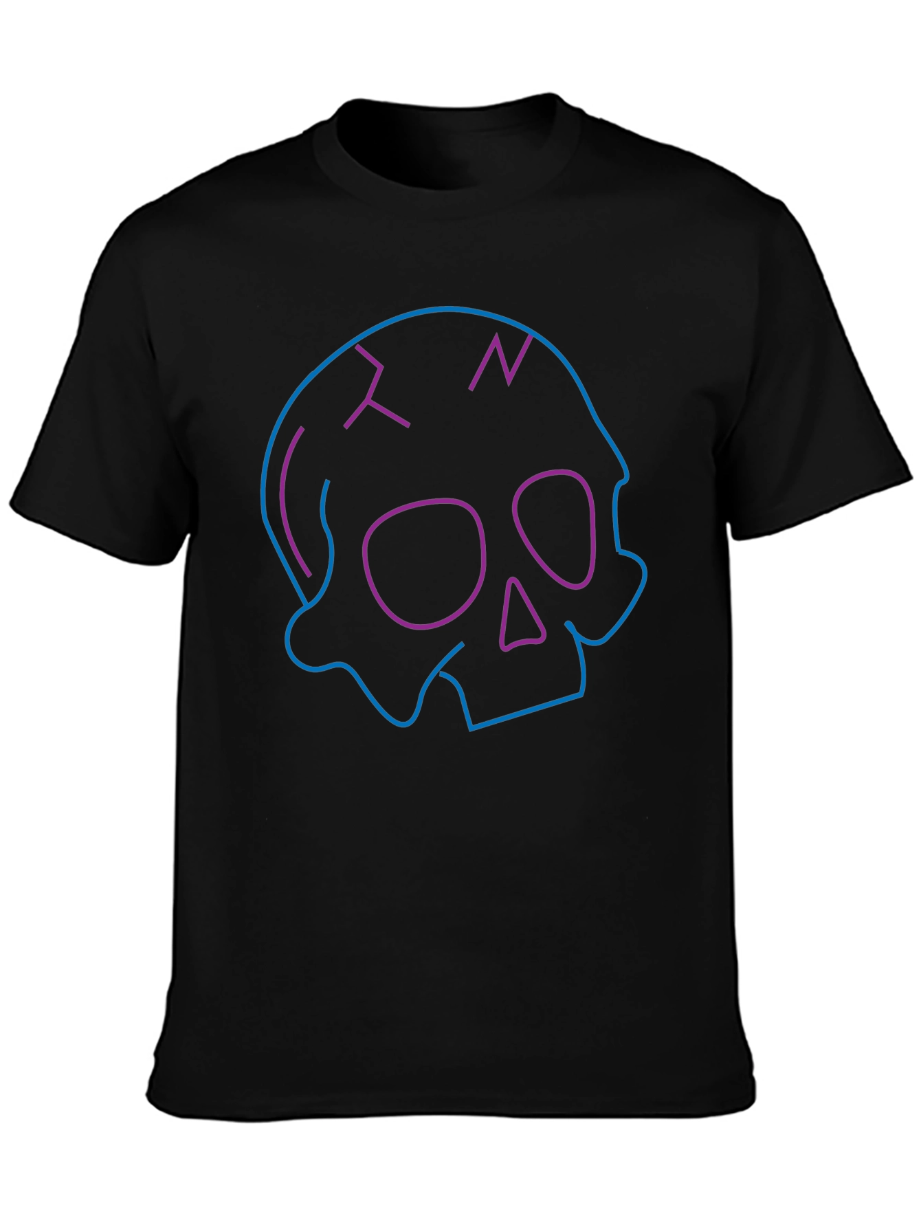 Neon Skull Graphic Black T-Shirt