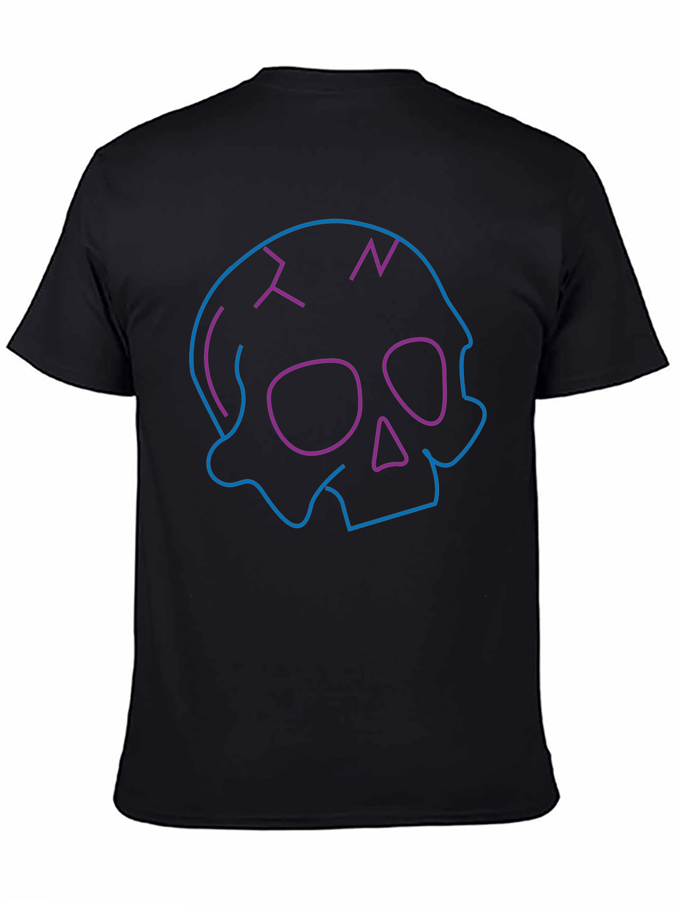 Neon Skull Graphic Black T-Shirt