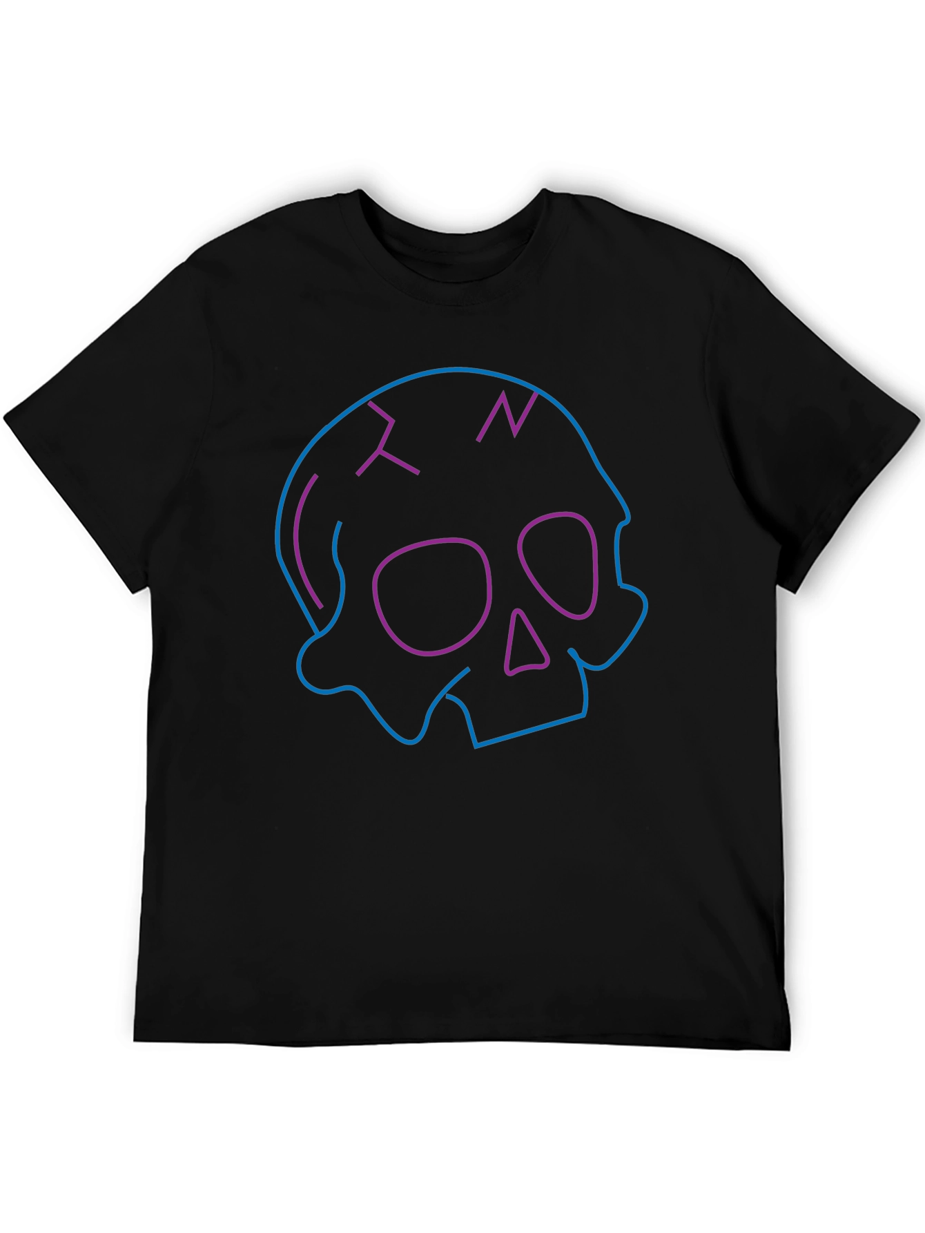 Neon Skull Graphic Black T-Shirt