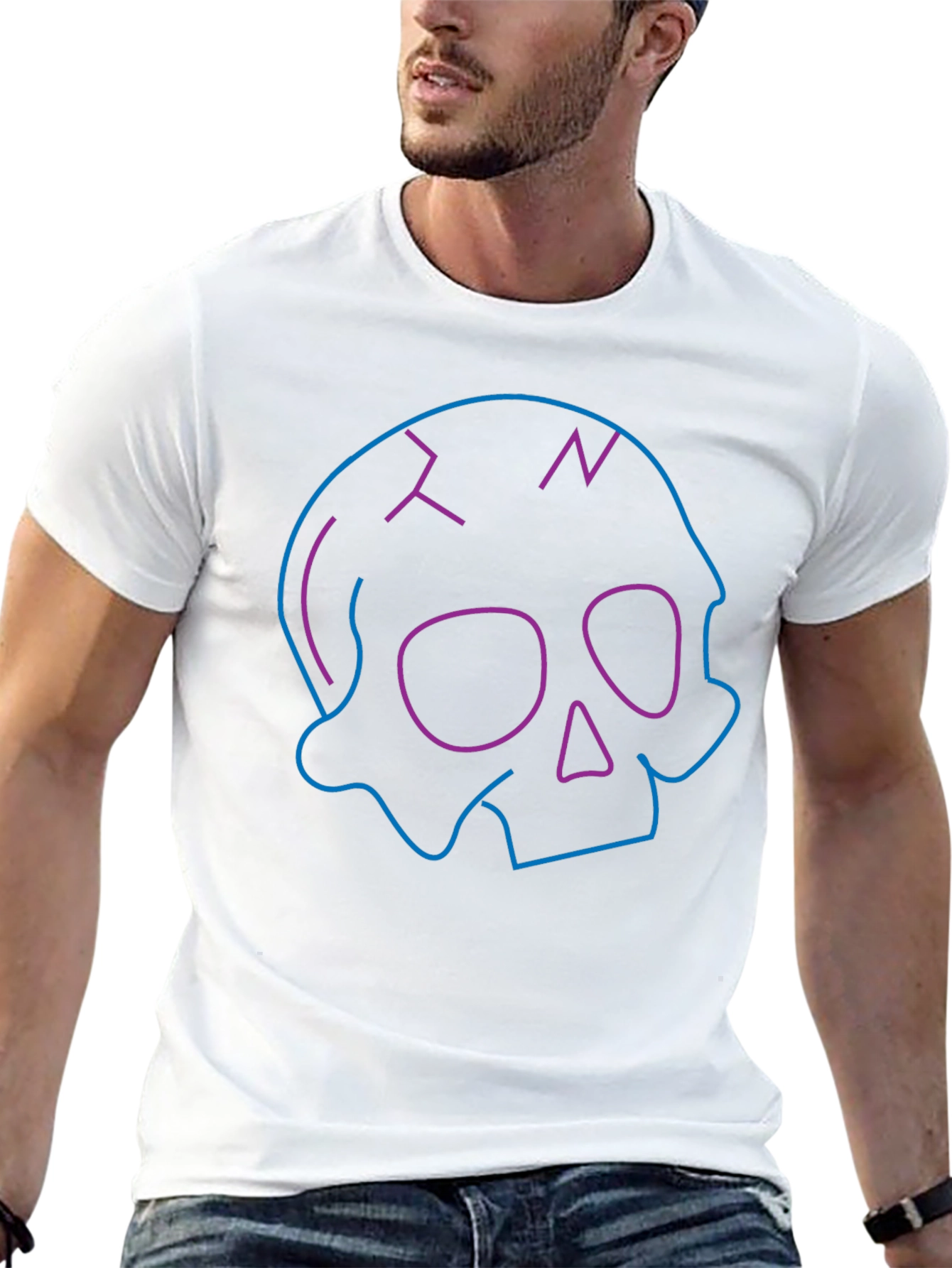 Neon Skull Graphic Black T-Shirt