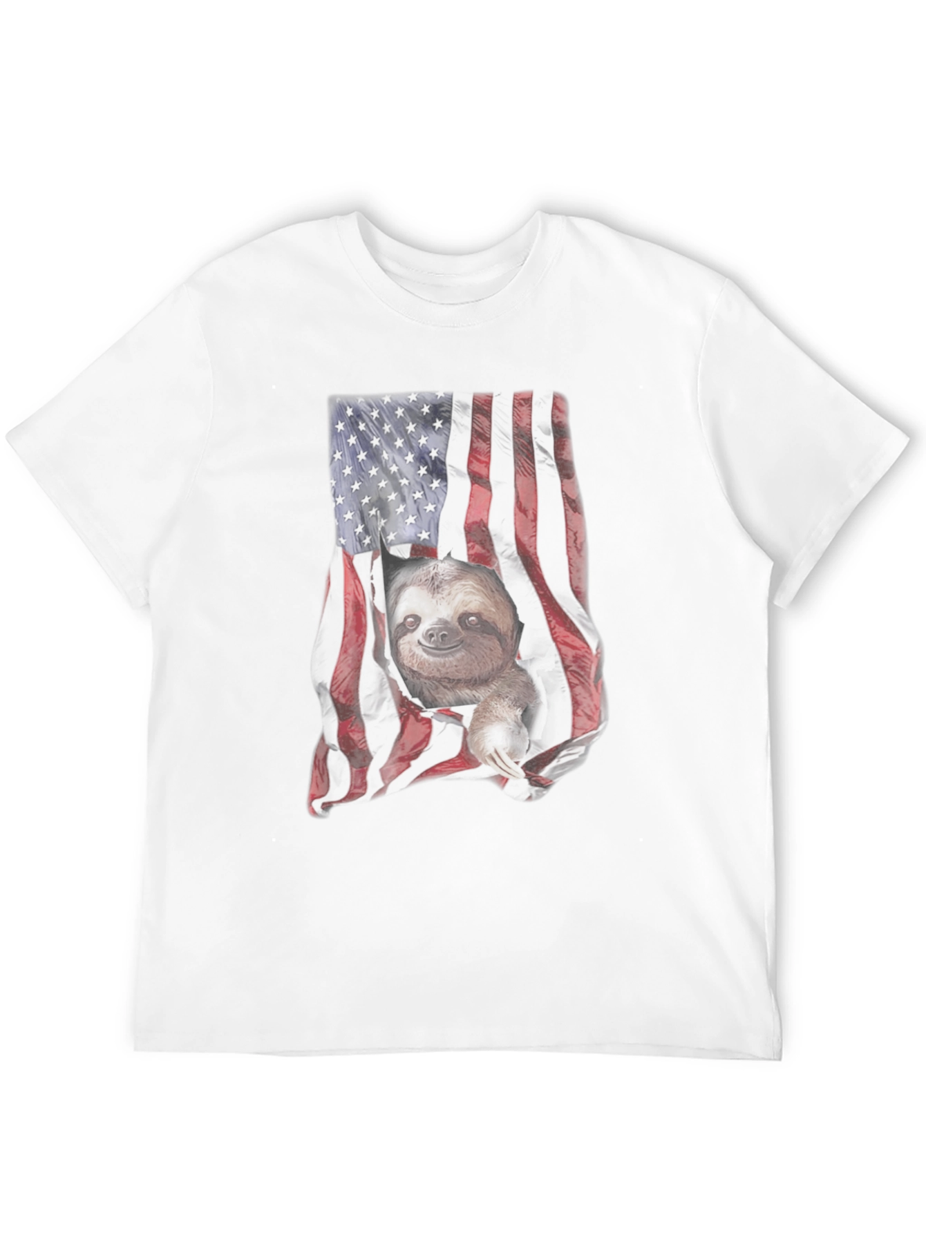 Sloth American Flag Graphic T-Shirt
