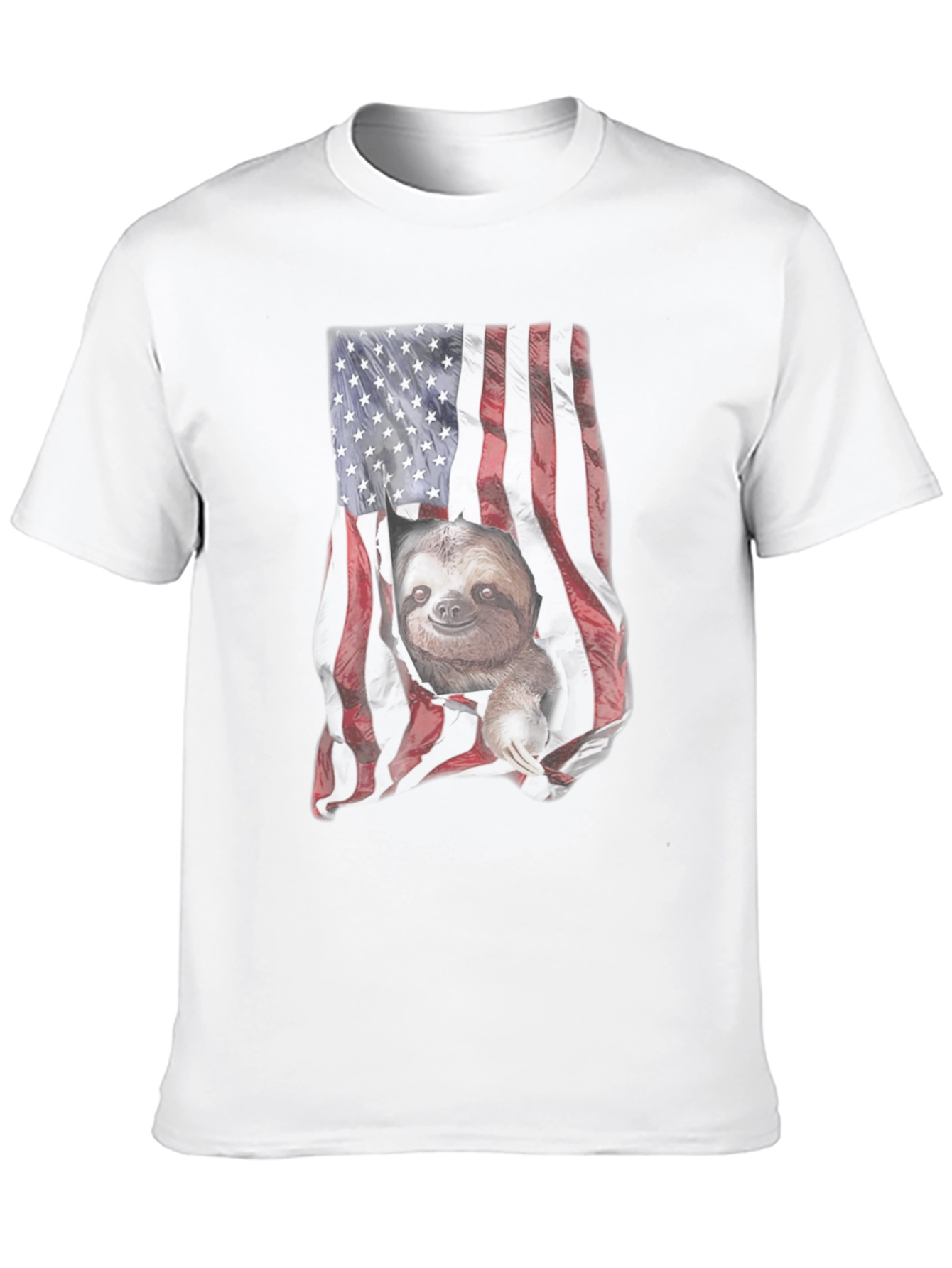 Sloth American Flag Graphic T-Shirt