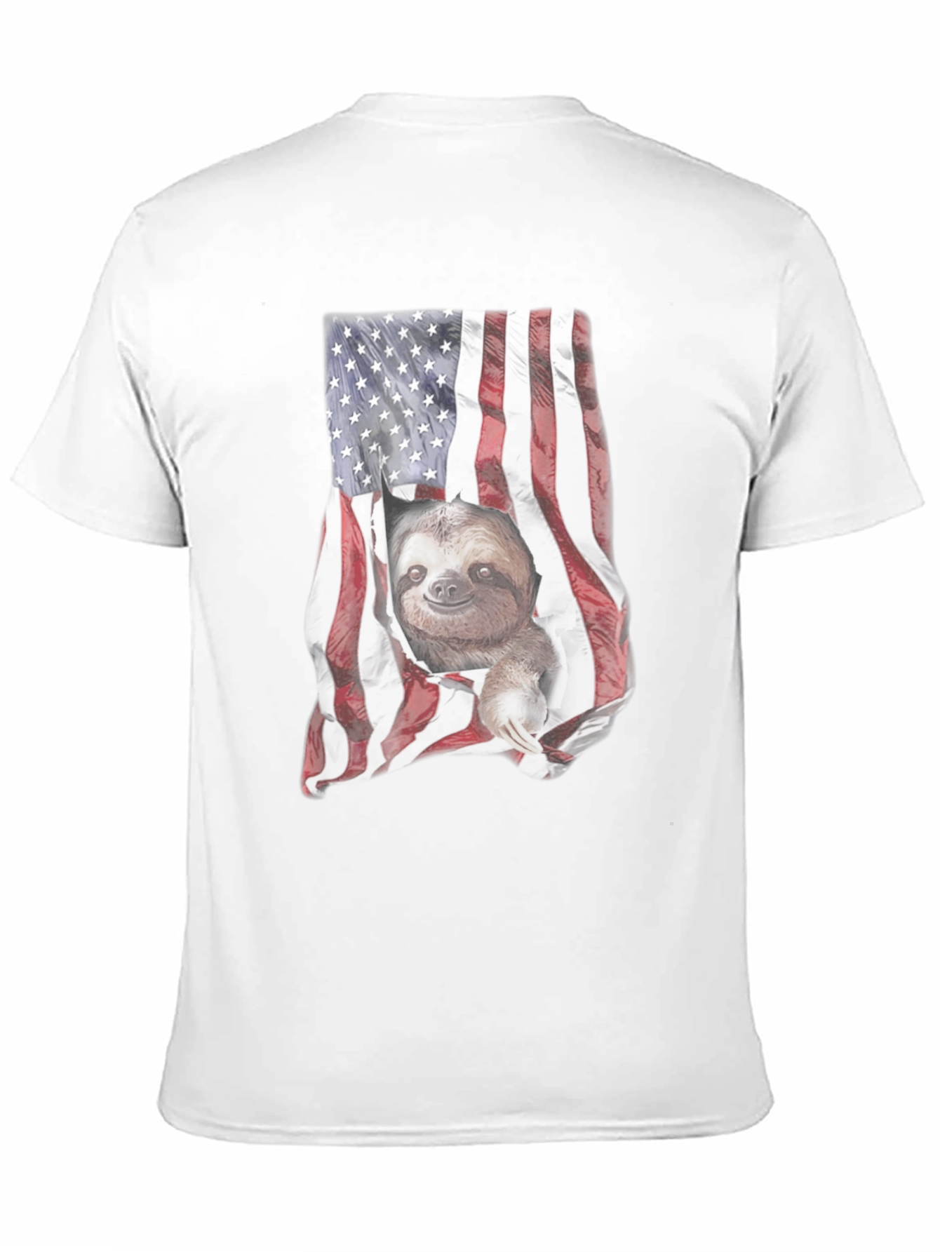 Sloth American Flag Graphic T-Shirt