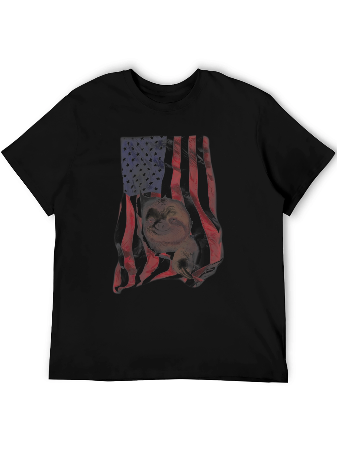 Sloth American Flag Graphic T-Shirt