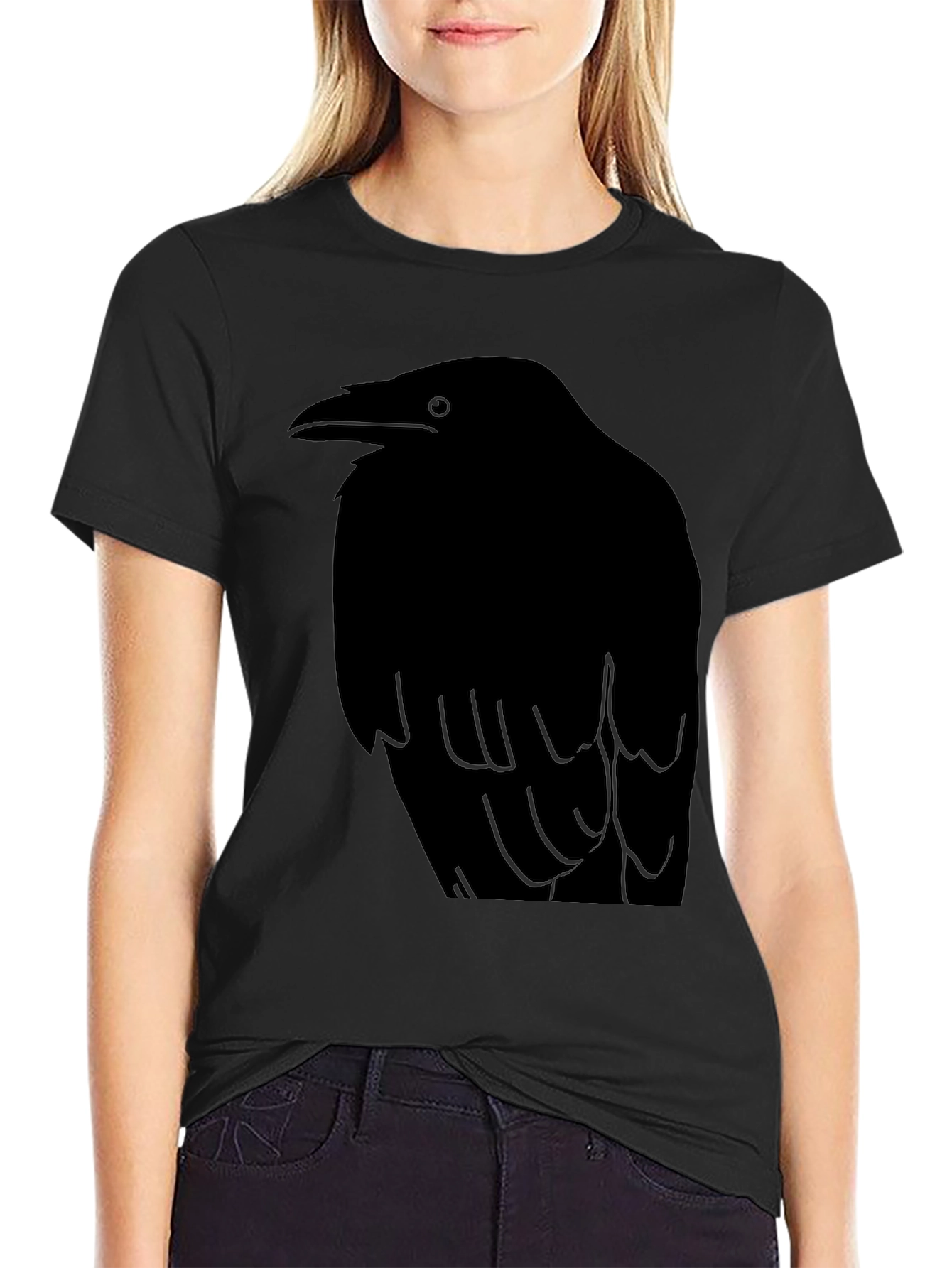 Raven Graphic Print Black T-Shirt