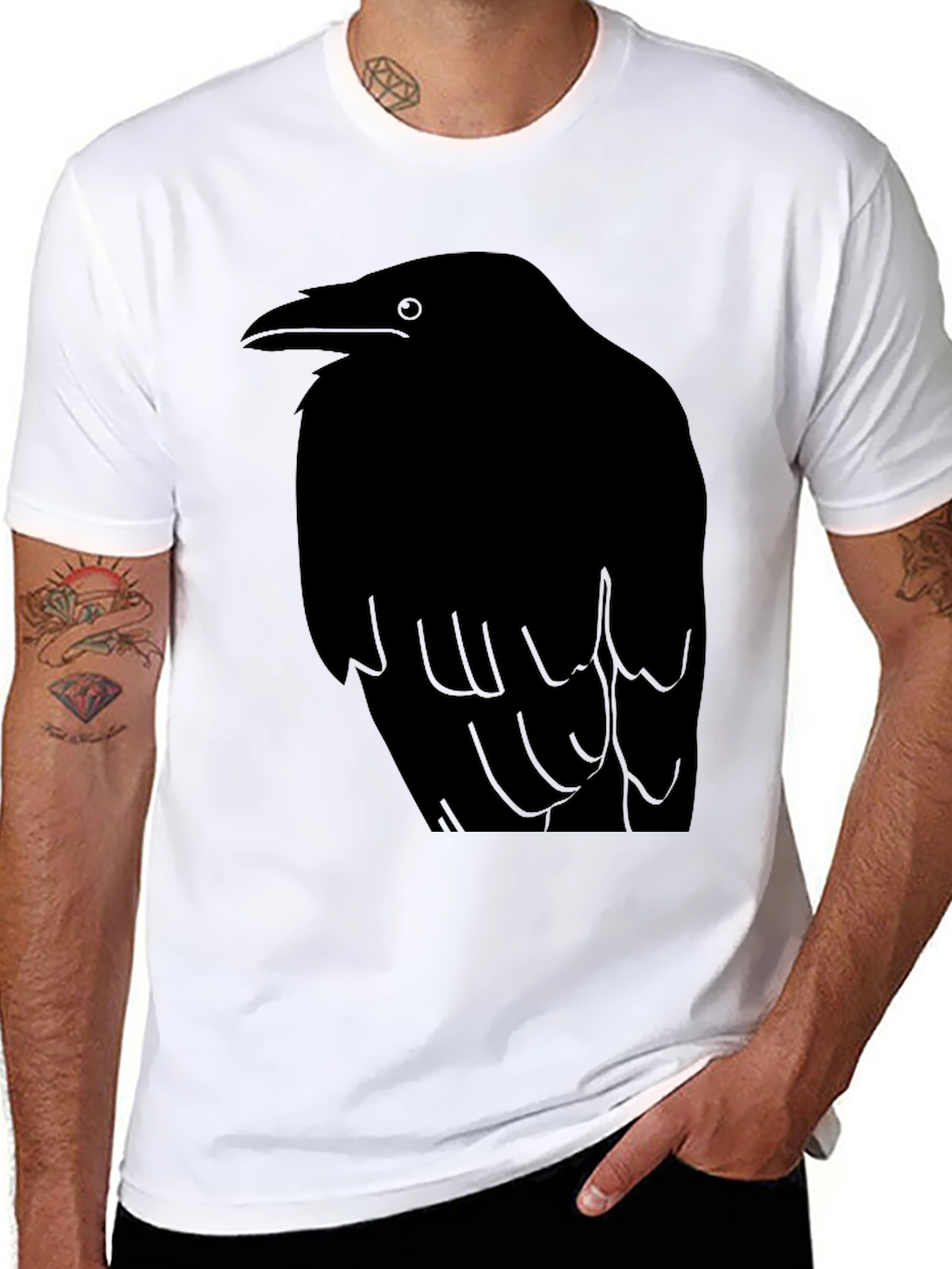 Raven Graphic Print Black T-Shirt