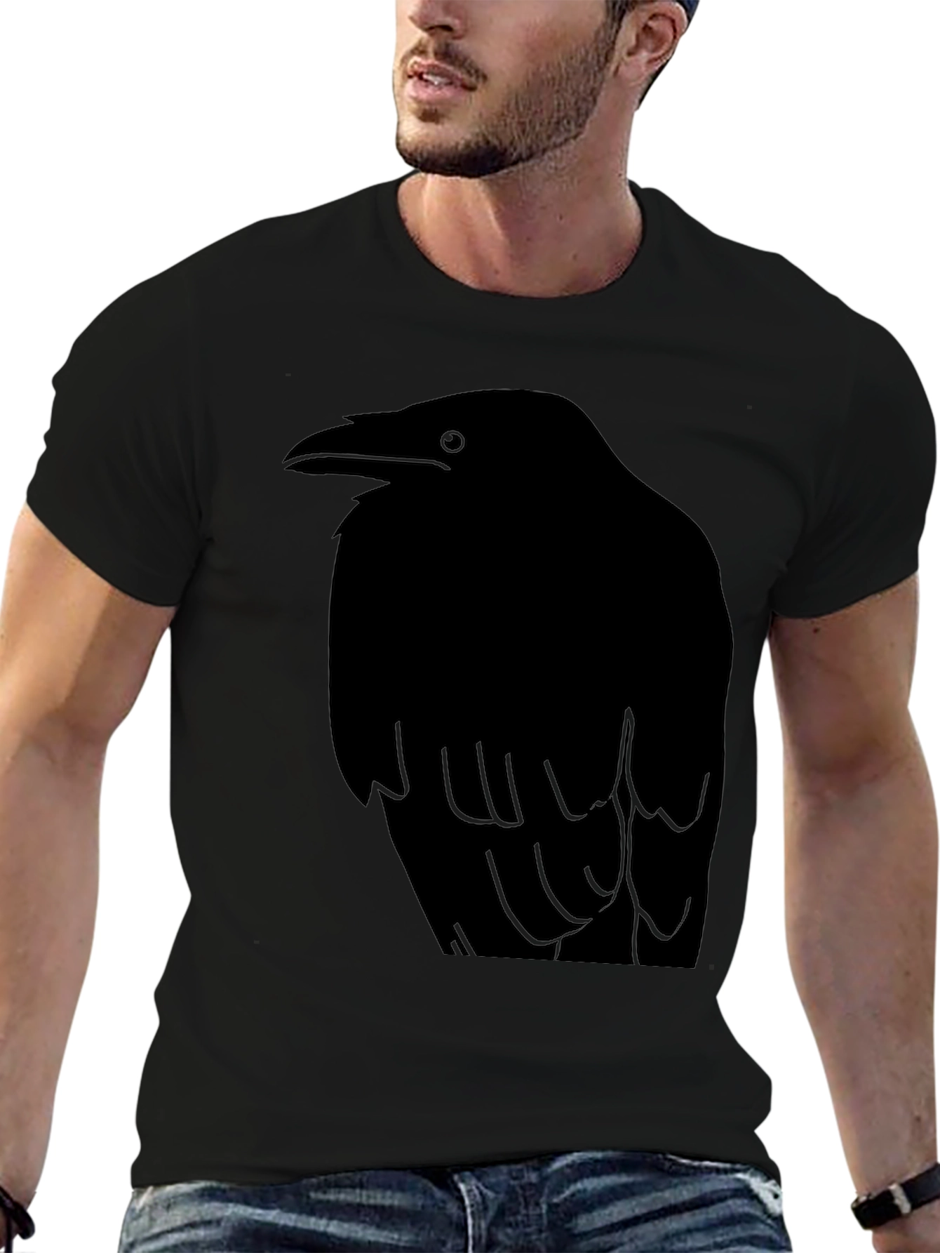 Raven Graphic Print Black T-Shirt