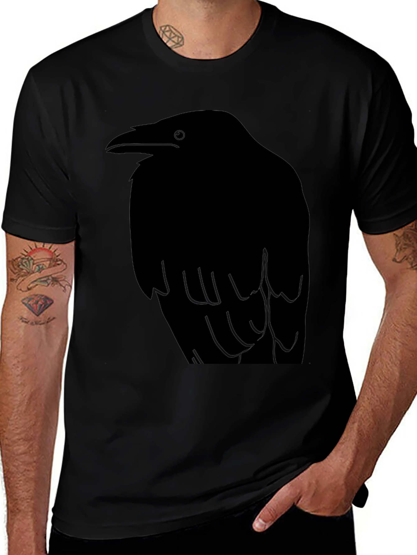 Raven Graphic Print Black T-Shirt