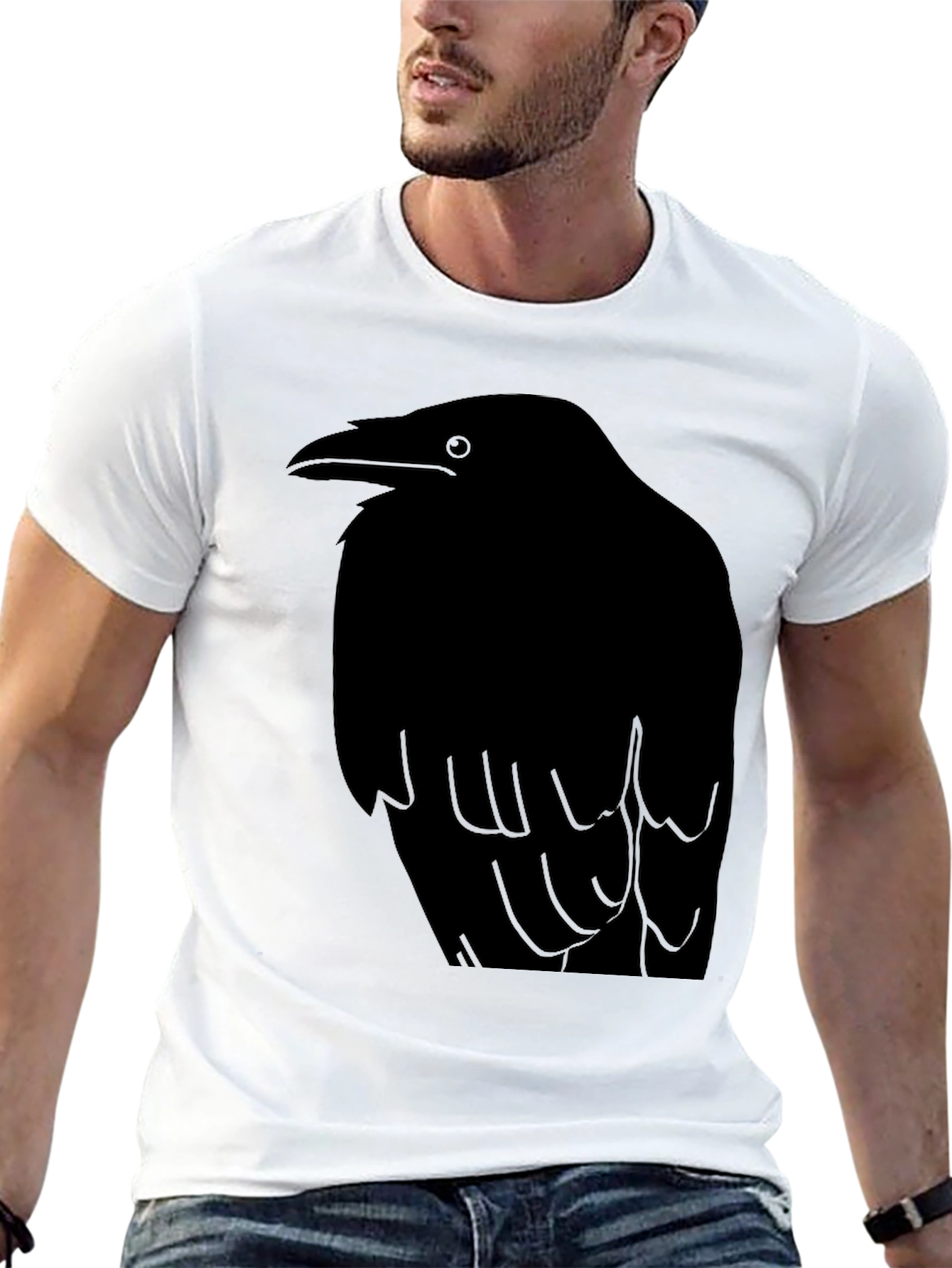 Raven Graphic Print Black T-Shirt