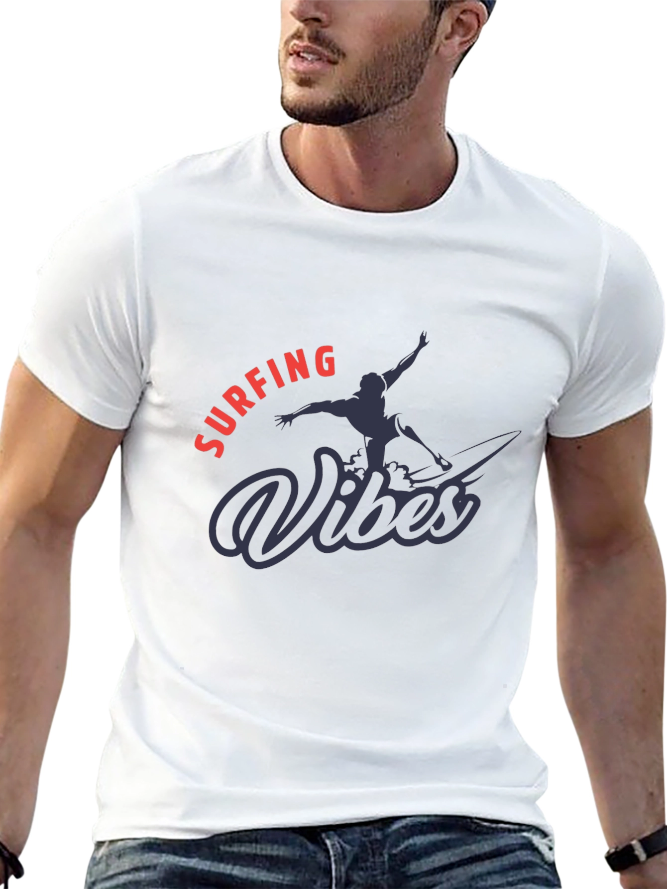 Surfing Vibes Graphic Tee - Black