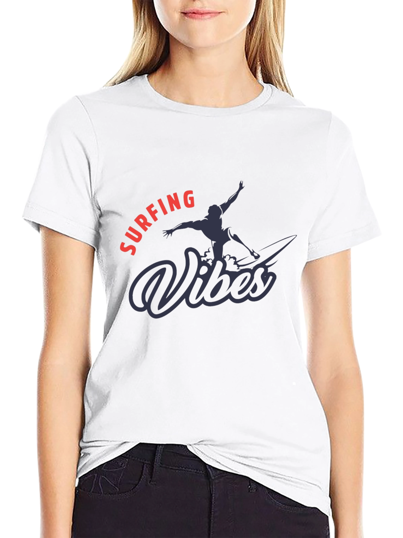 Surfing Vibes Graphic Tee - Black