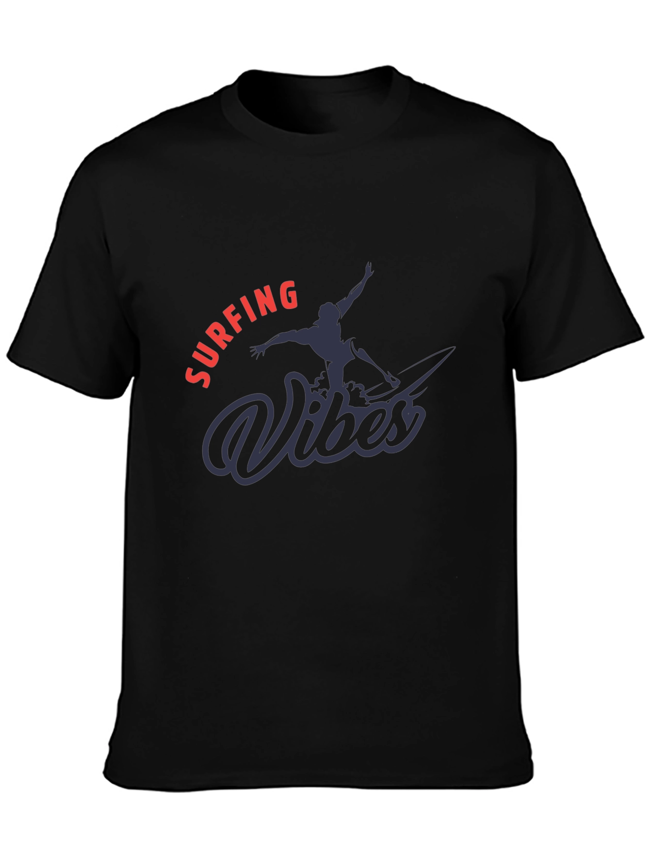 Surfing Vibes Graphic Tee - Black