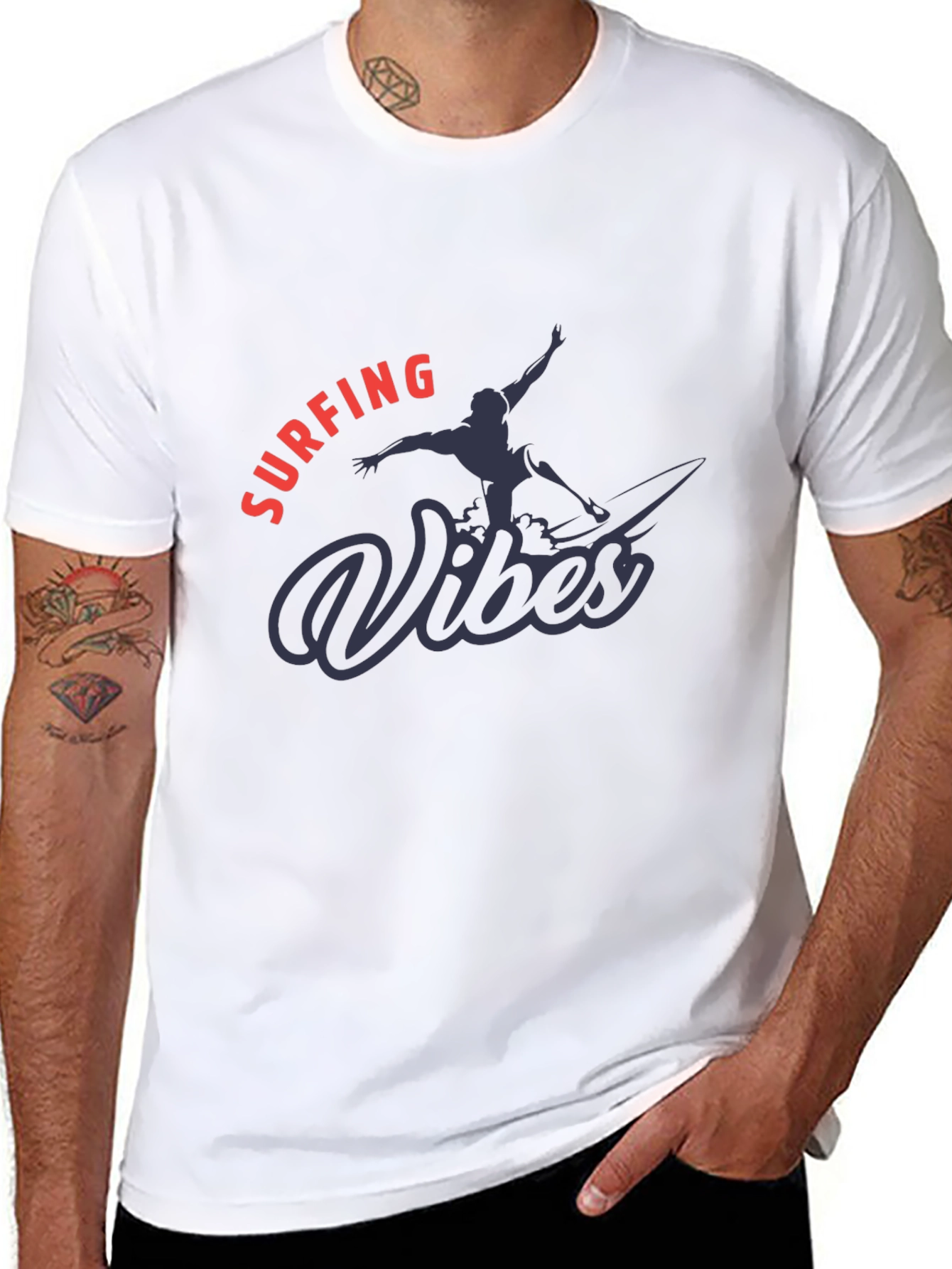 Surfing Vibes Graphic Tee - Black