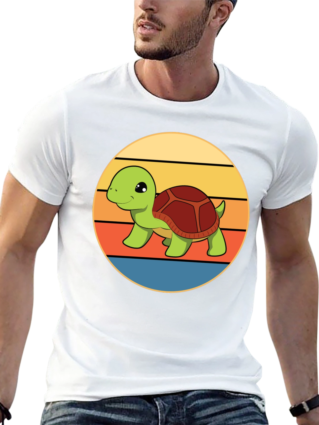 Cute Turtle Retro Sunset T-Shirt