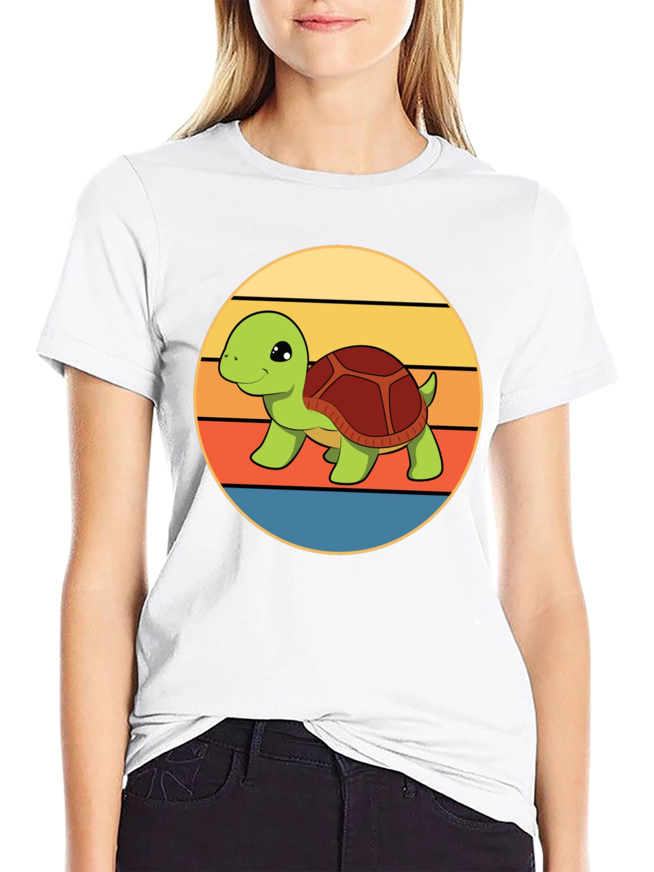 Cute Turtle Retro Sunset T-Shirt