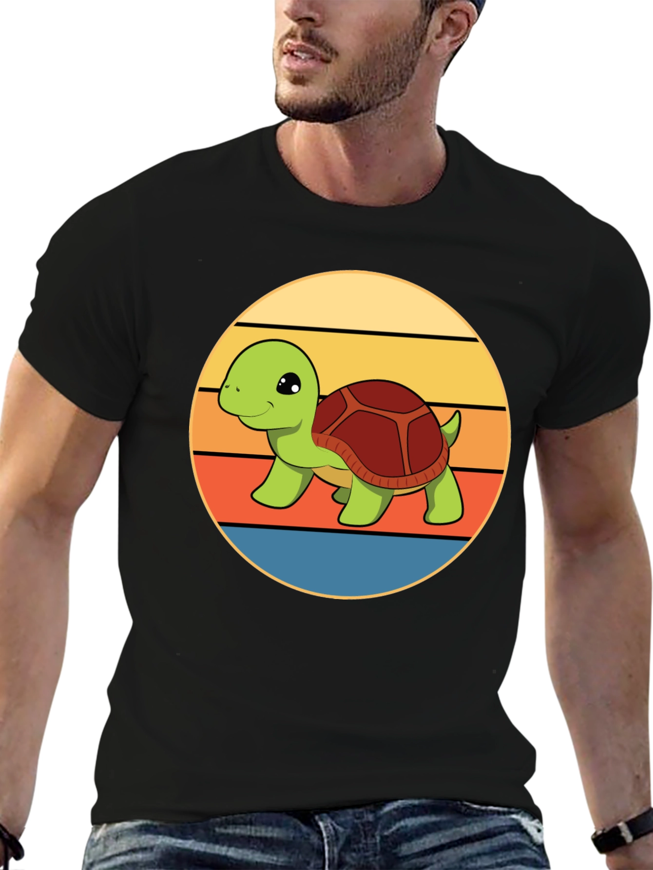 Cute Turtle Retro Sunset T-Shirt
