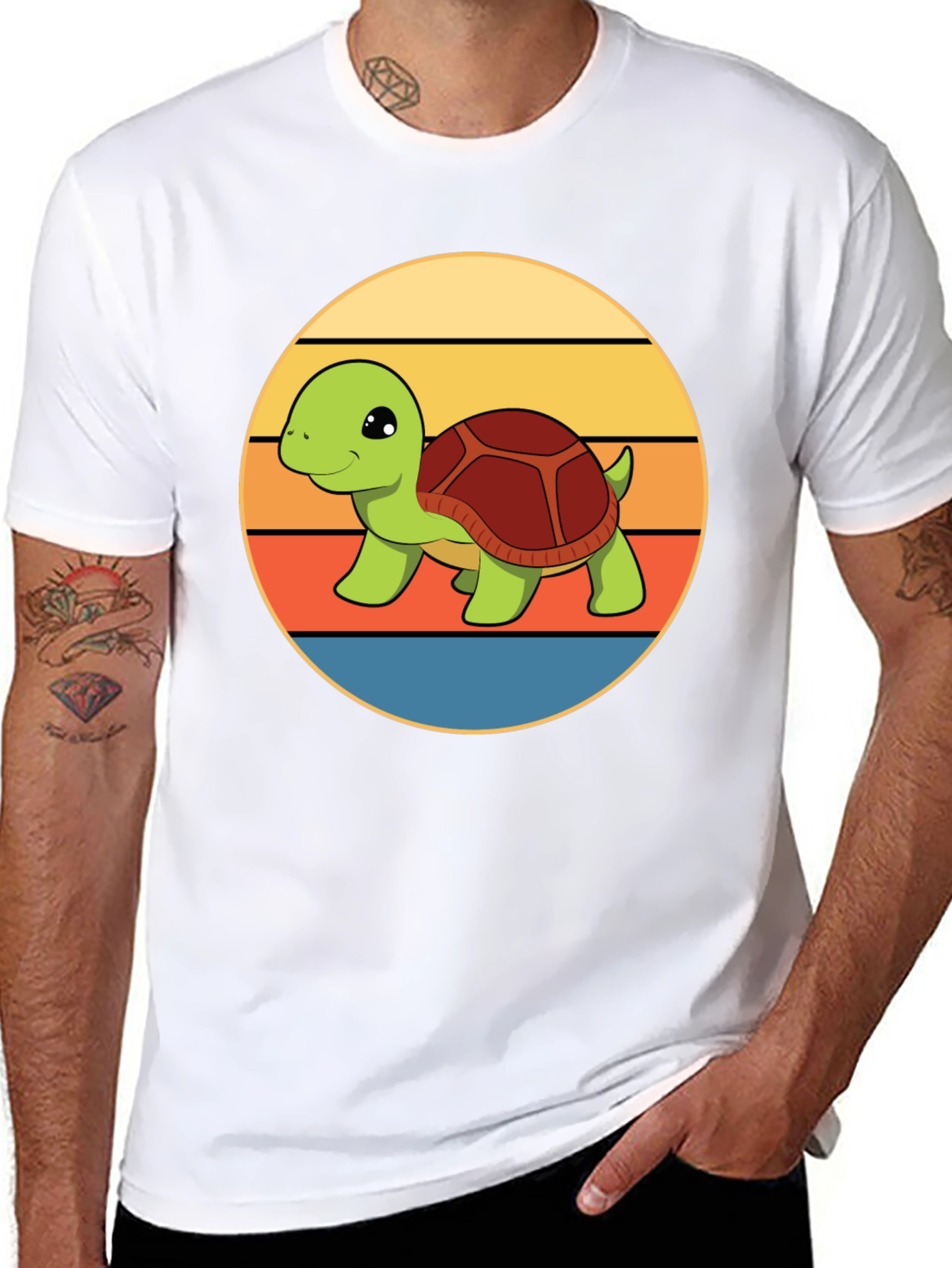 Cute Turtle Retro Sunset T-Shirt