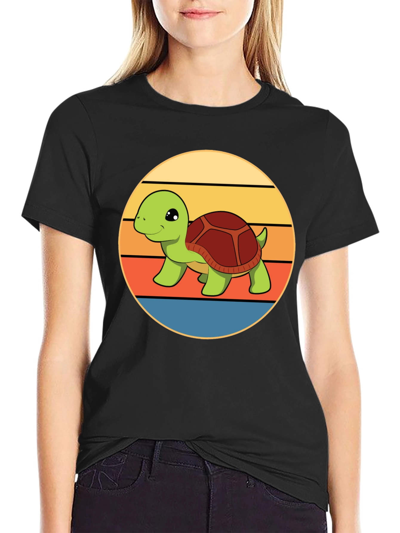 Cute Turtle Retro Sunset T-Shirt