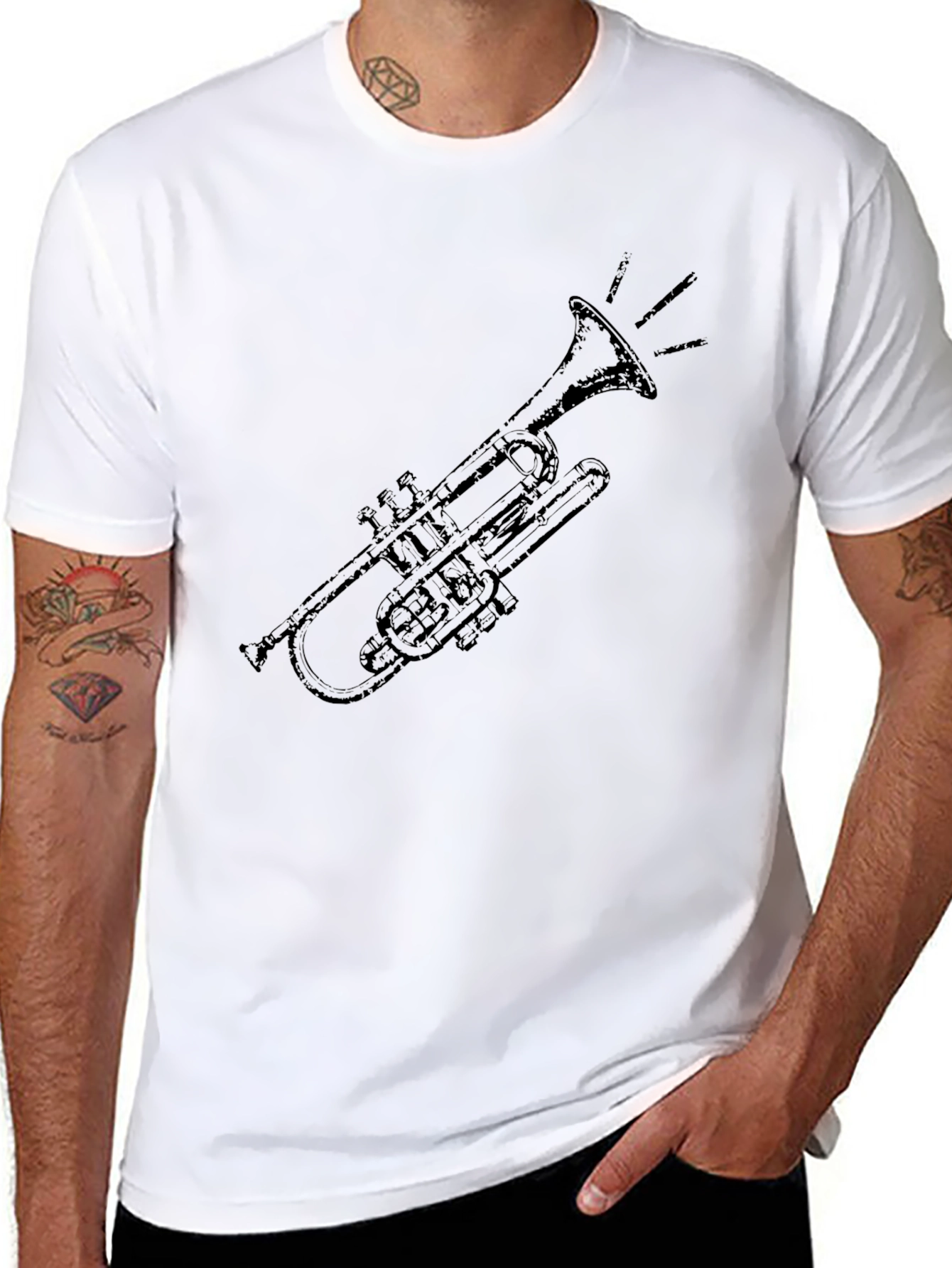 Trumpet Graphic Tee - Musicians Black T-Shirt
