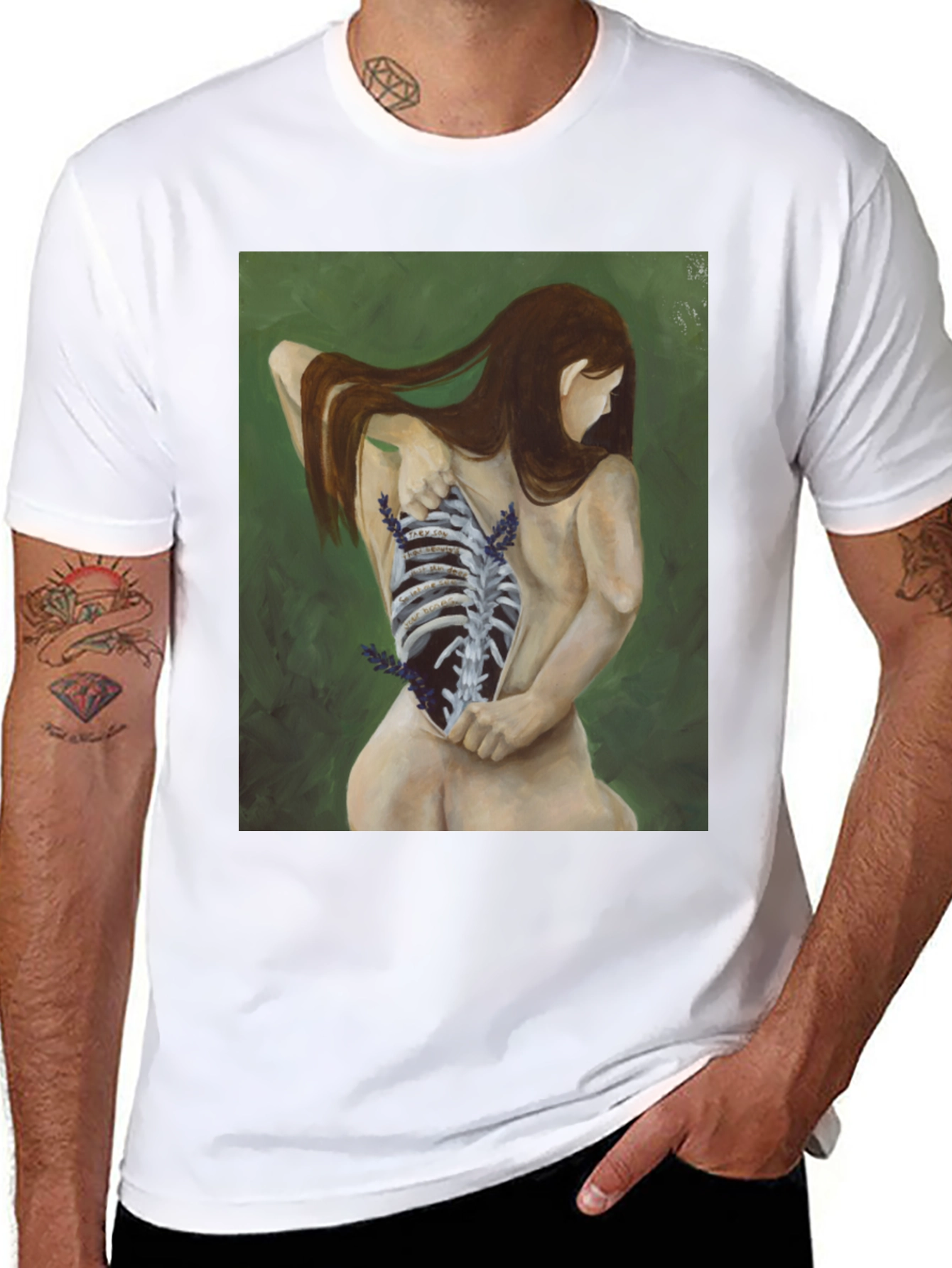 Surreal Ribcage Graphic Tee - Unique Art Shirt