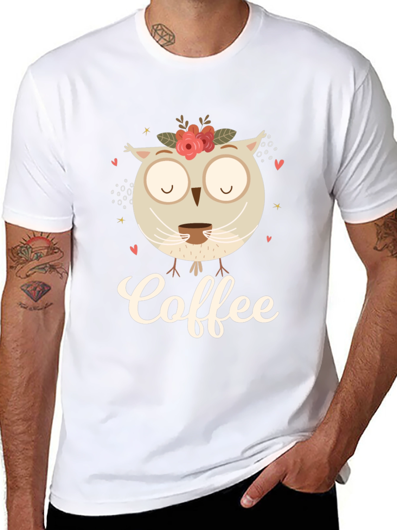 Coffee Owl Graphic Tee - Black