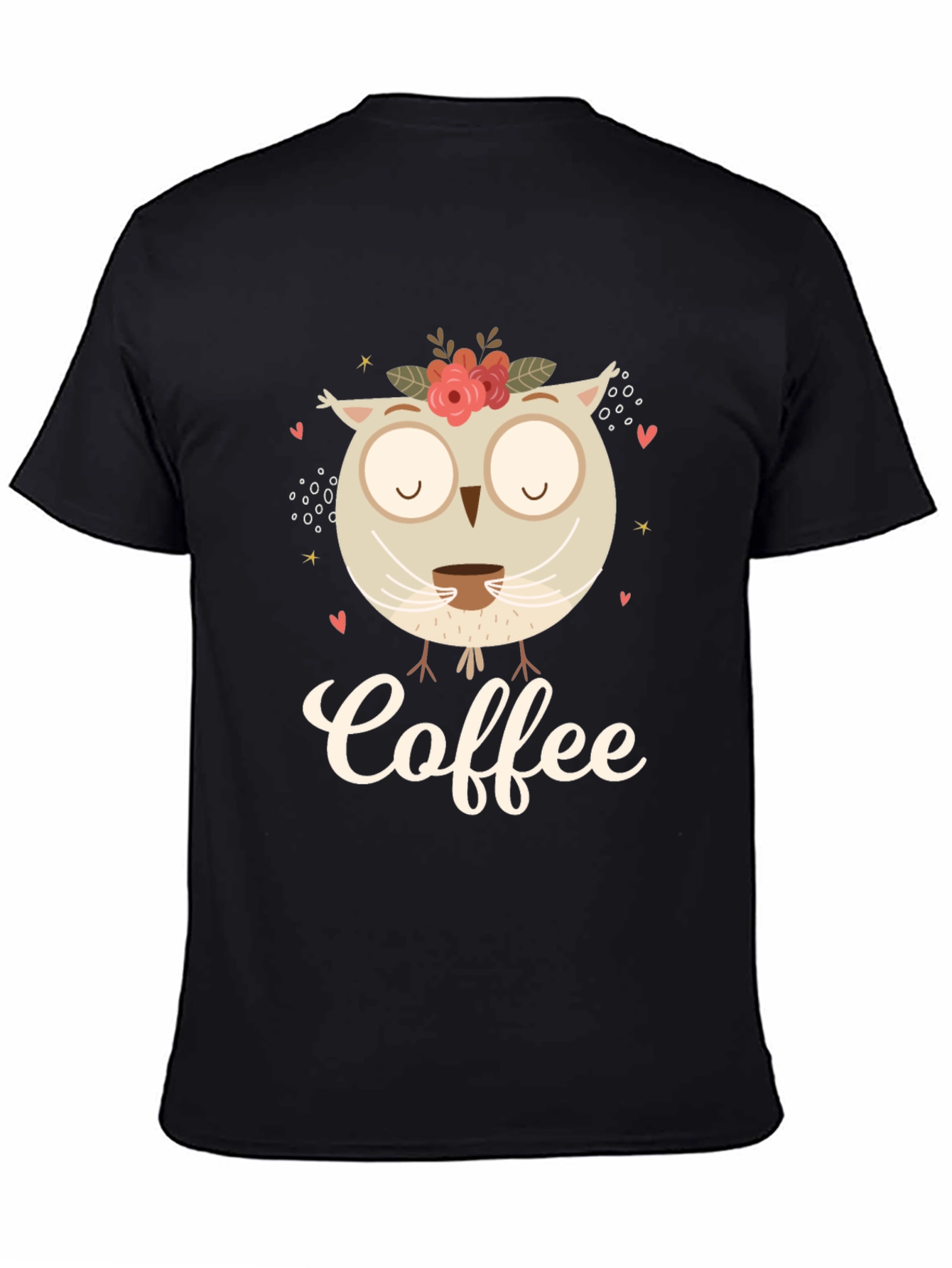 Coffee Owl Graphic Tee - Black