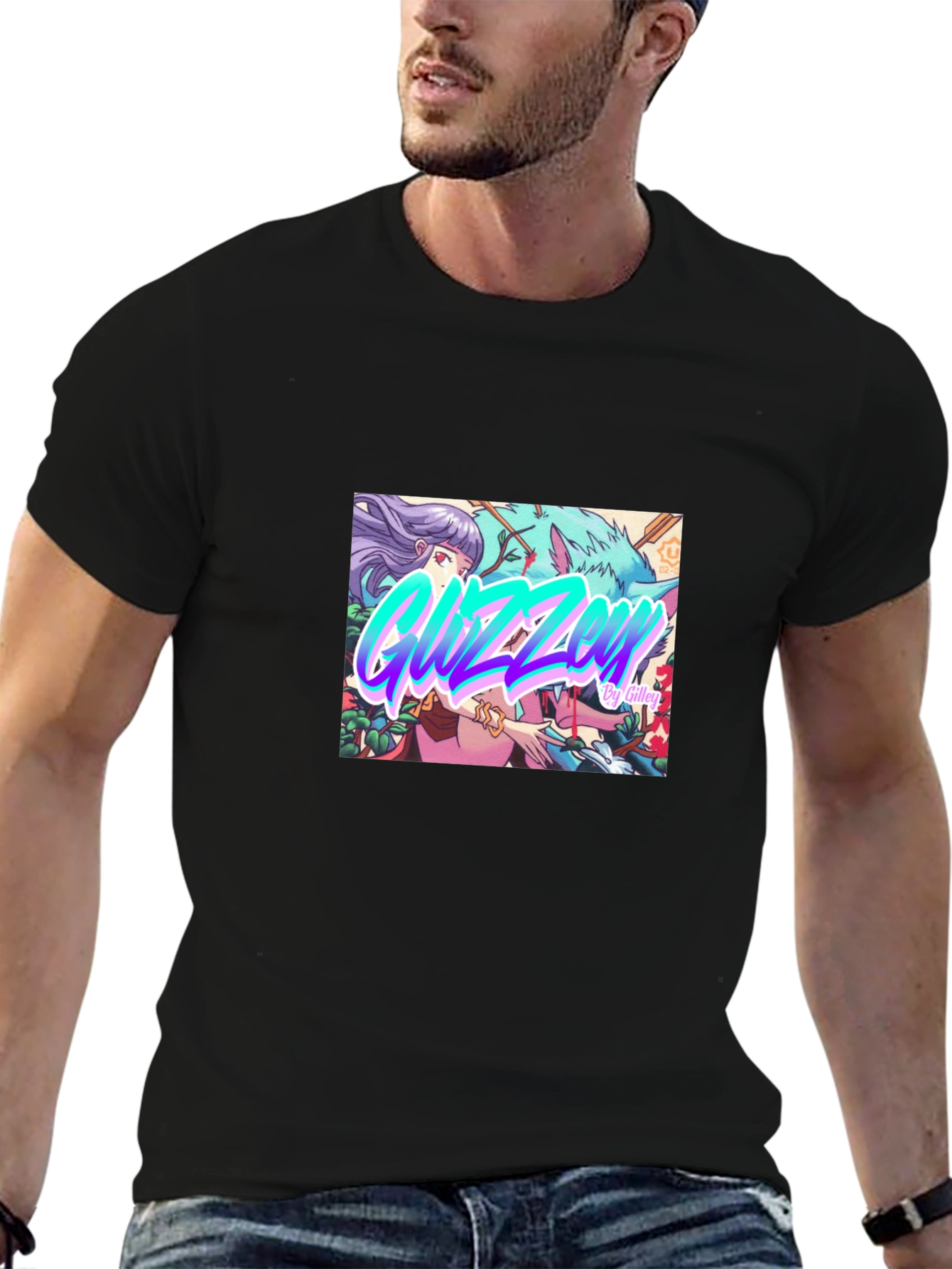 Guzzen Anime Art Black T-Shirt