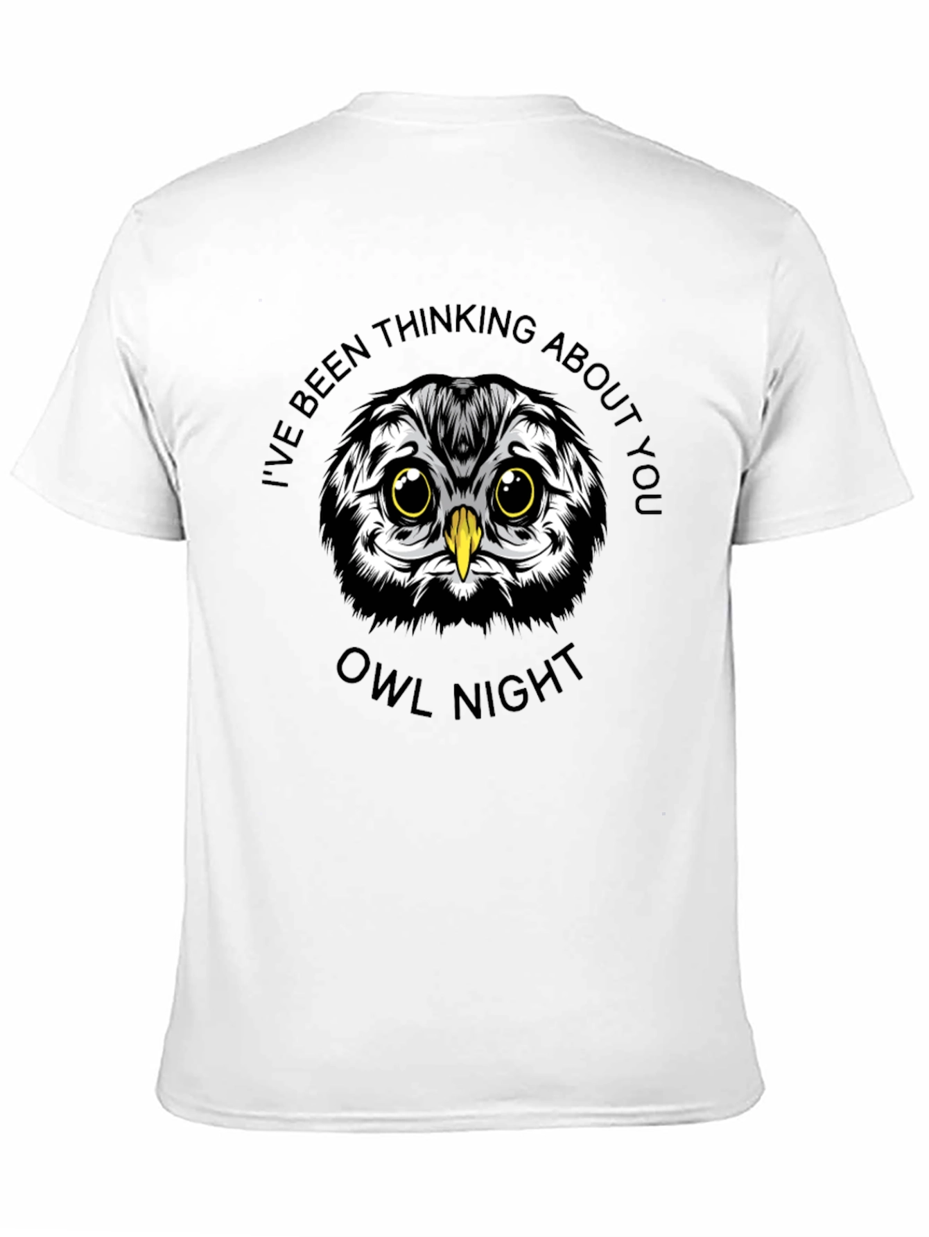 Owl Night Graphic Print Black T-Shirt