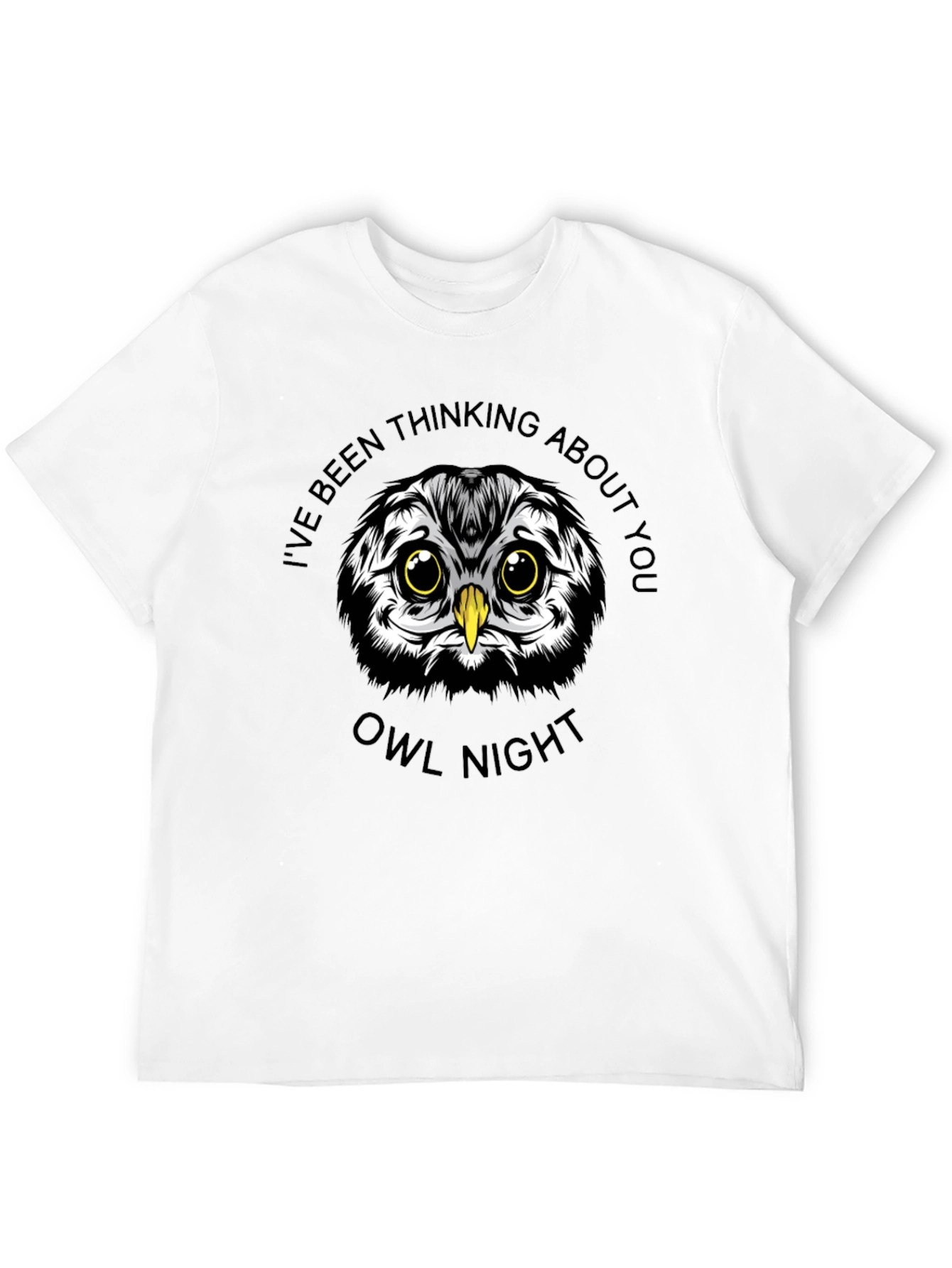 Owl Night Graphic Print Black T-Shirt