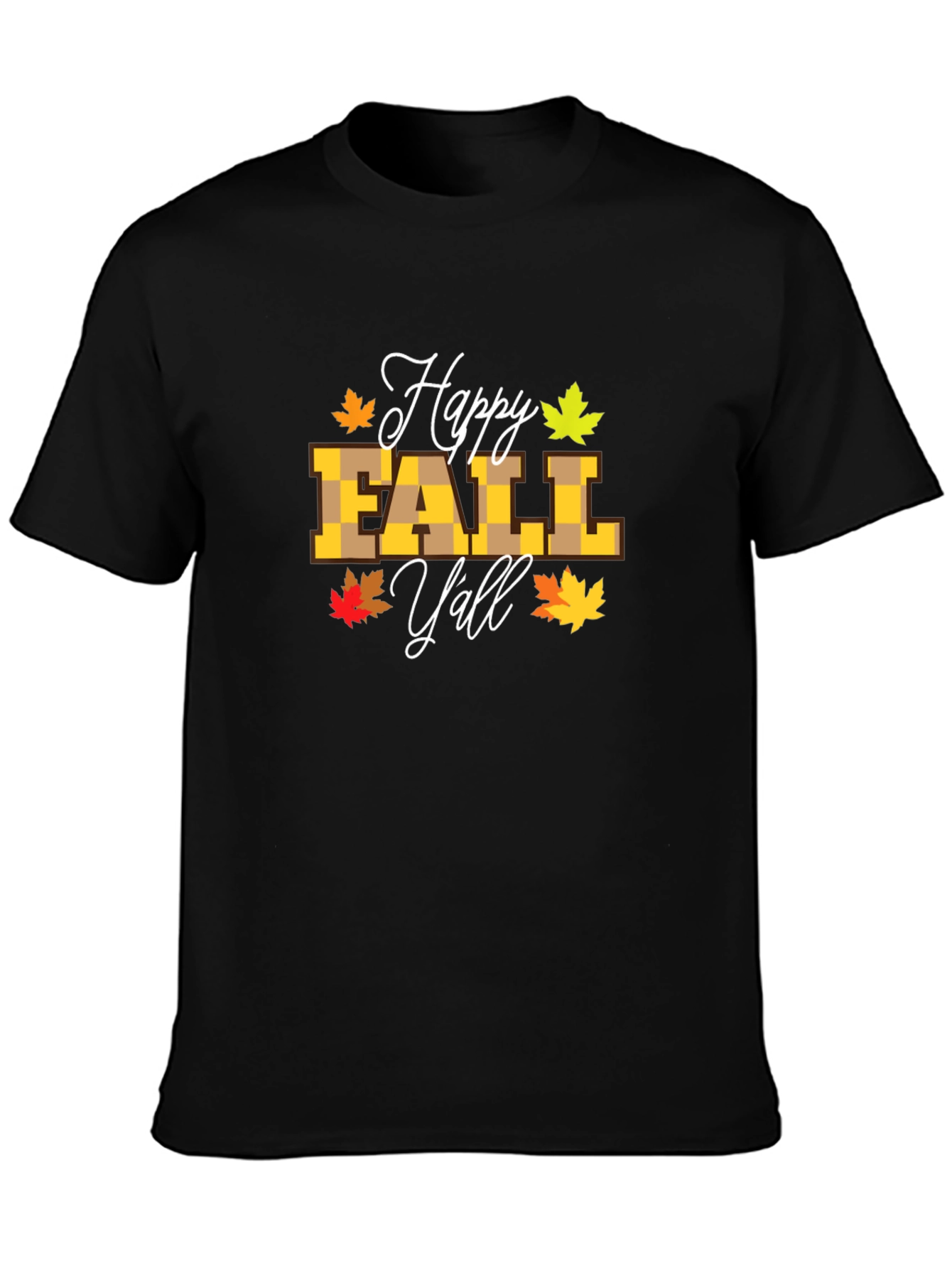 Happy Fall Yall Black T-Shirt